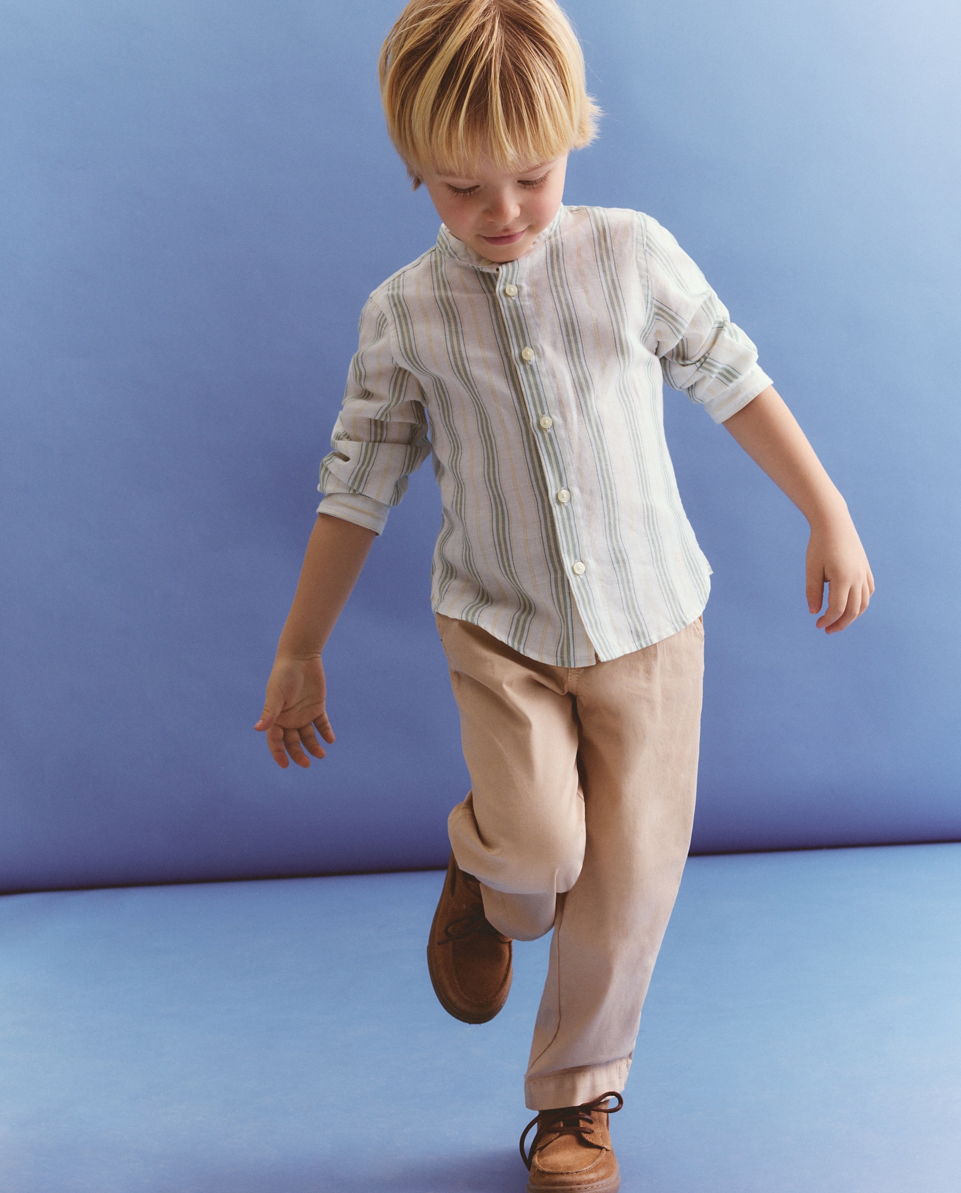 Camisa de Manga Comprida e Gola à Padre com Risca de Fantasia Coconut El Corte Inglés Verde-4
