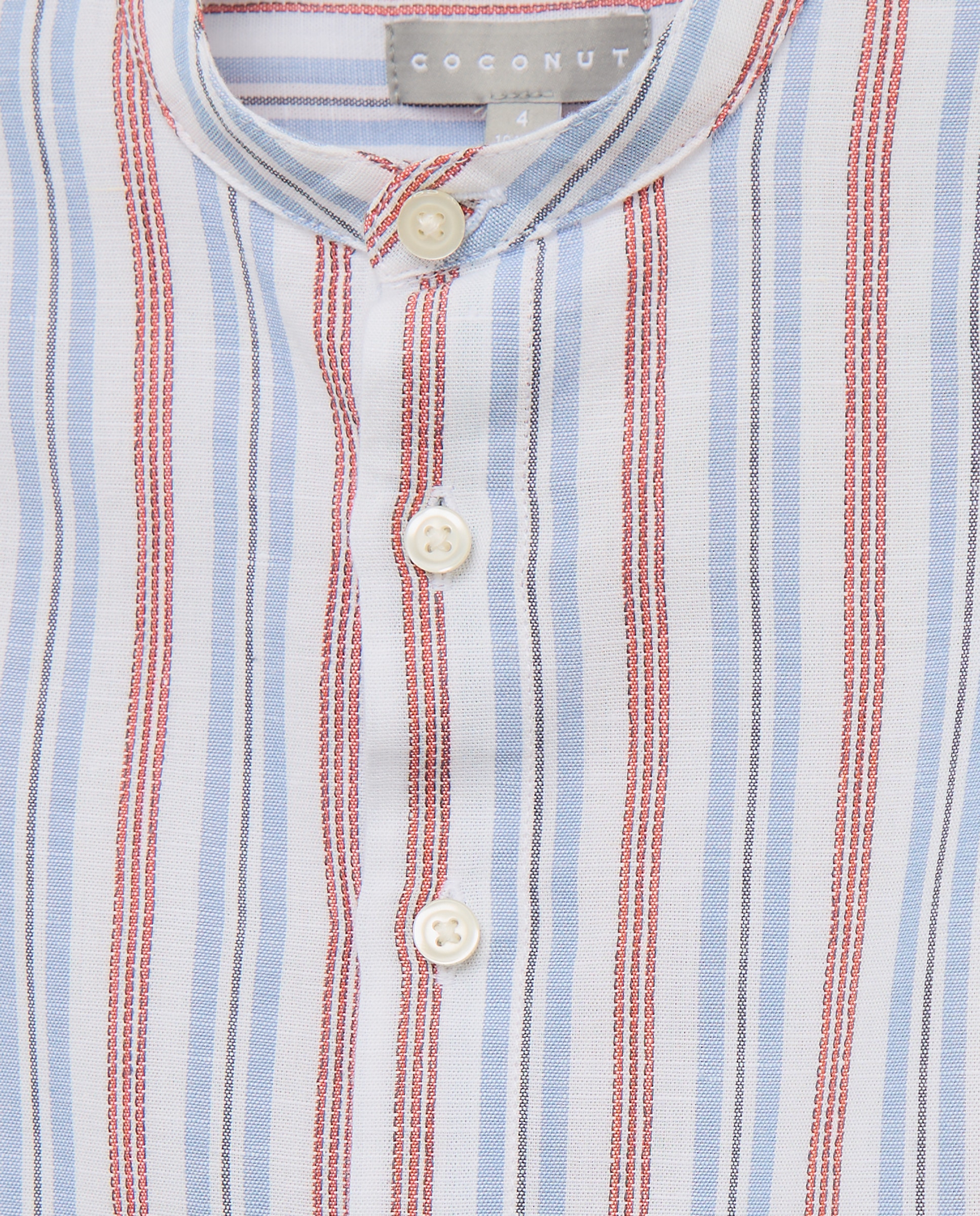 Camisa de Manga Comprida e Gola à Padre com Risca de Fantasia Vermelho-6