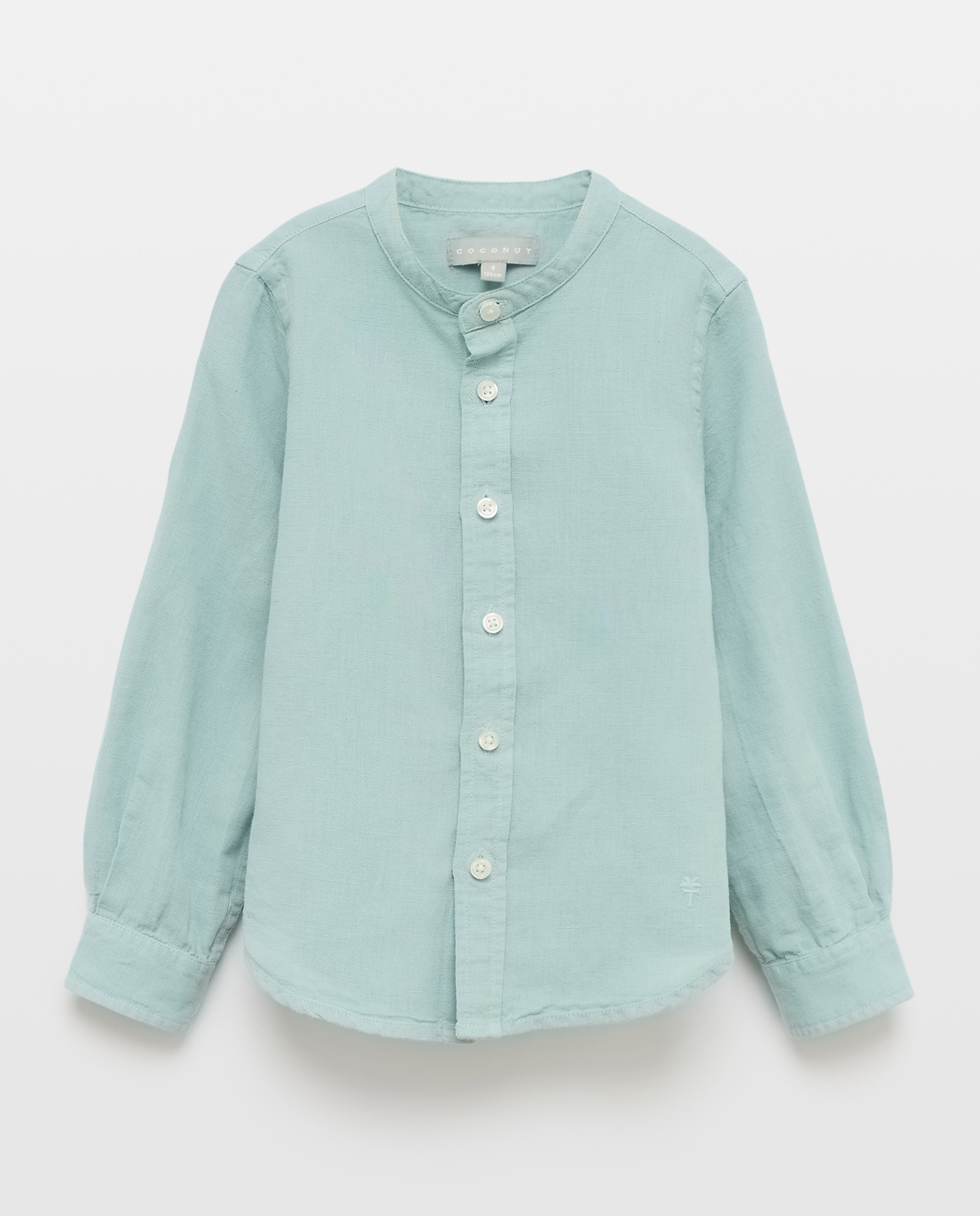 Camisa de Linho com Manga Comprida e Gola à Padre 510 Verde Claro-5