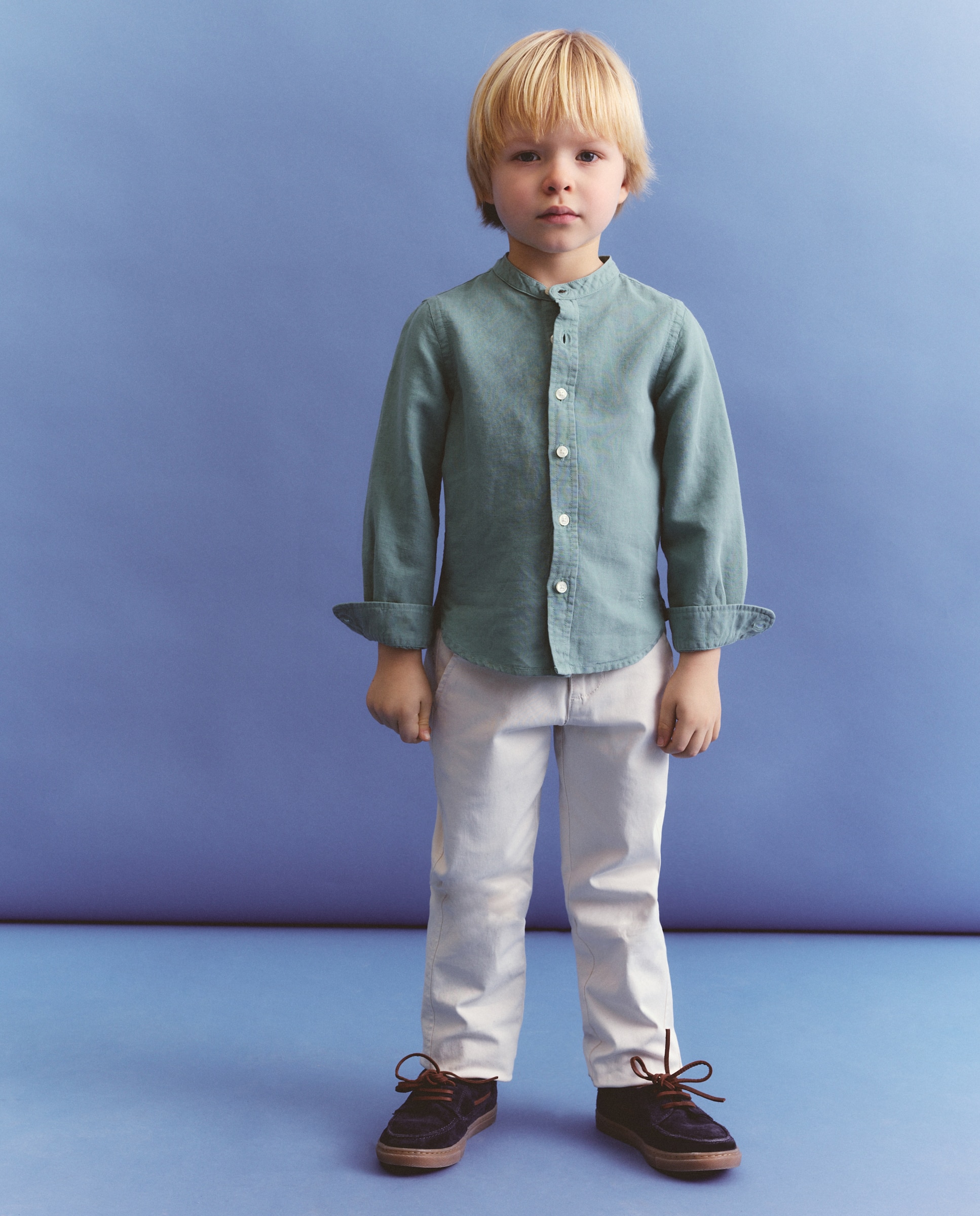Camisa de Linho com Manga Comprida e Gola à Padre Coconut El Corte Inglés 530 Verde Escuro-2