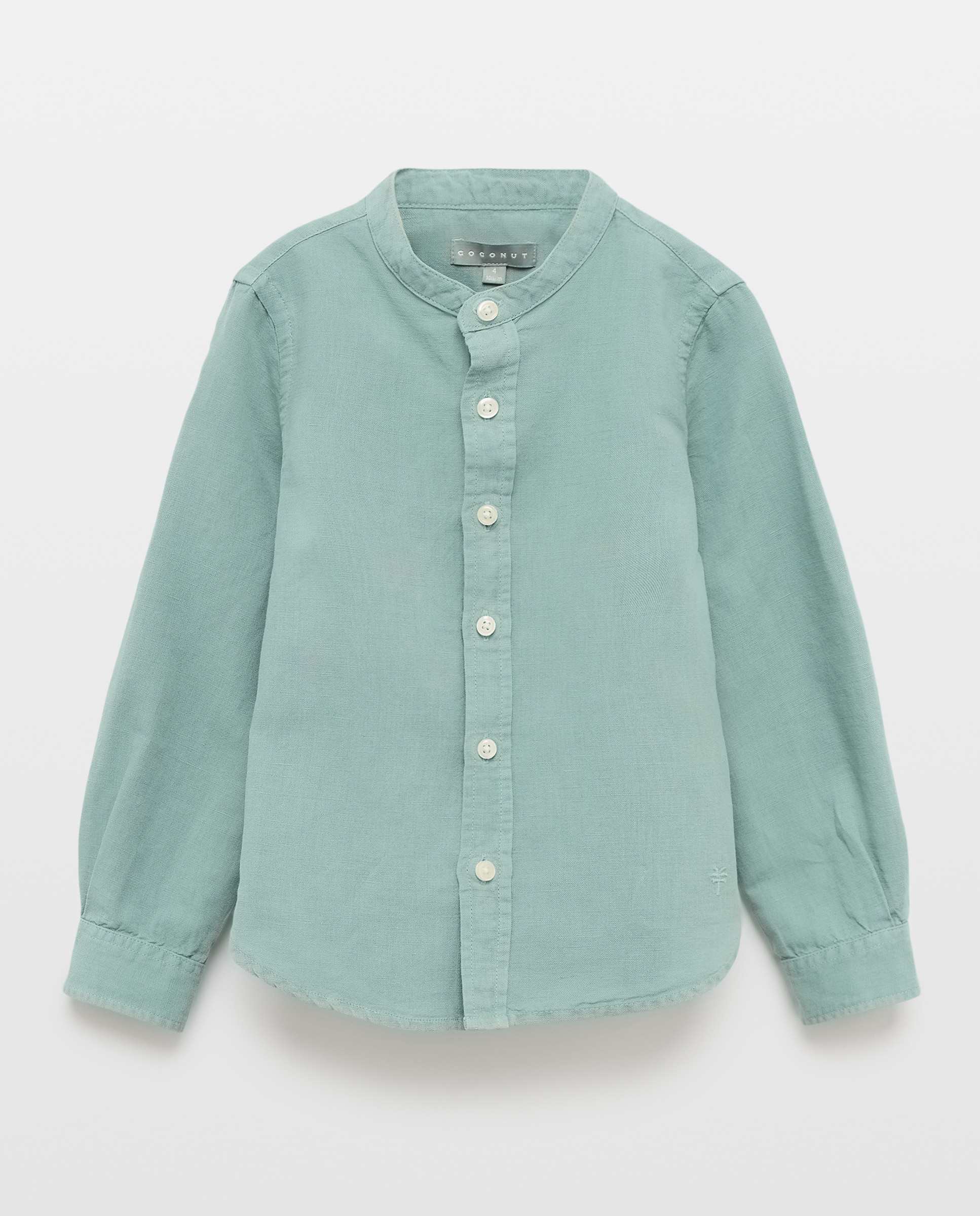 Camisa de Linho com Manga Comprida e Gola à Padre Coconut El Corte Inglés 530 Verde Escuro-4
