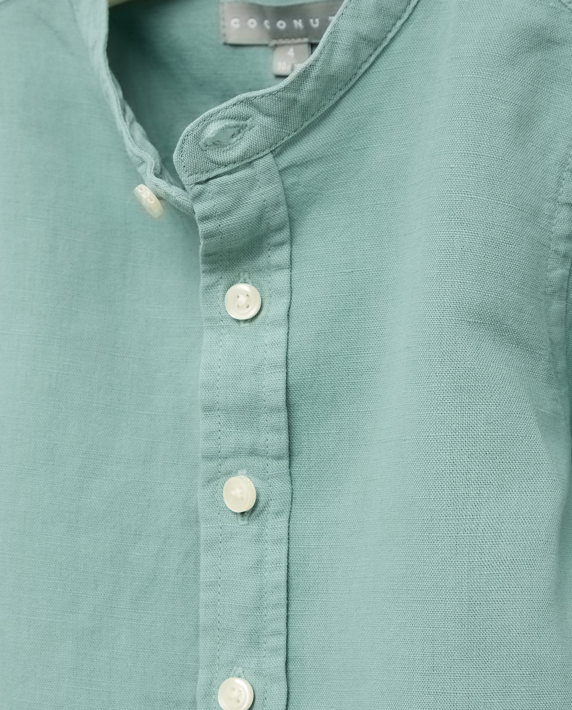 Camisa de Linho com Manga Comprida e Gola à Padre Coconut El Corte Inglés 530 Verde Escuro-5