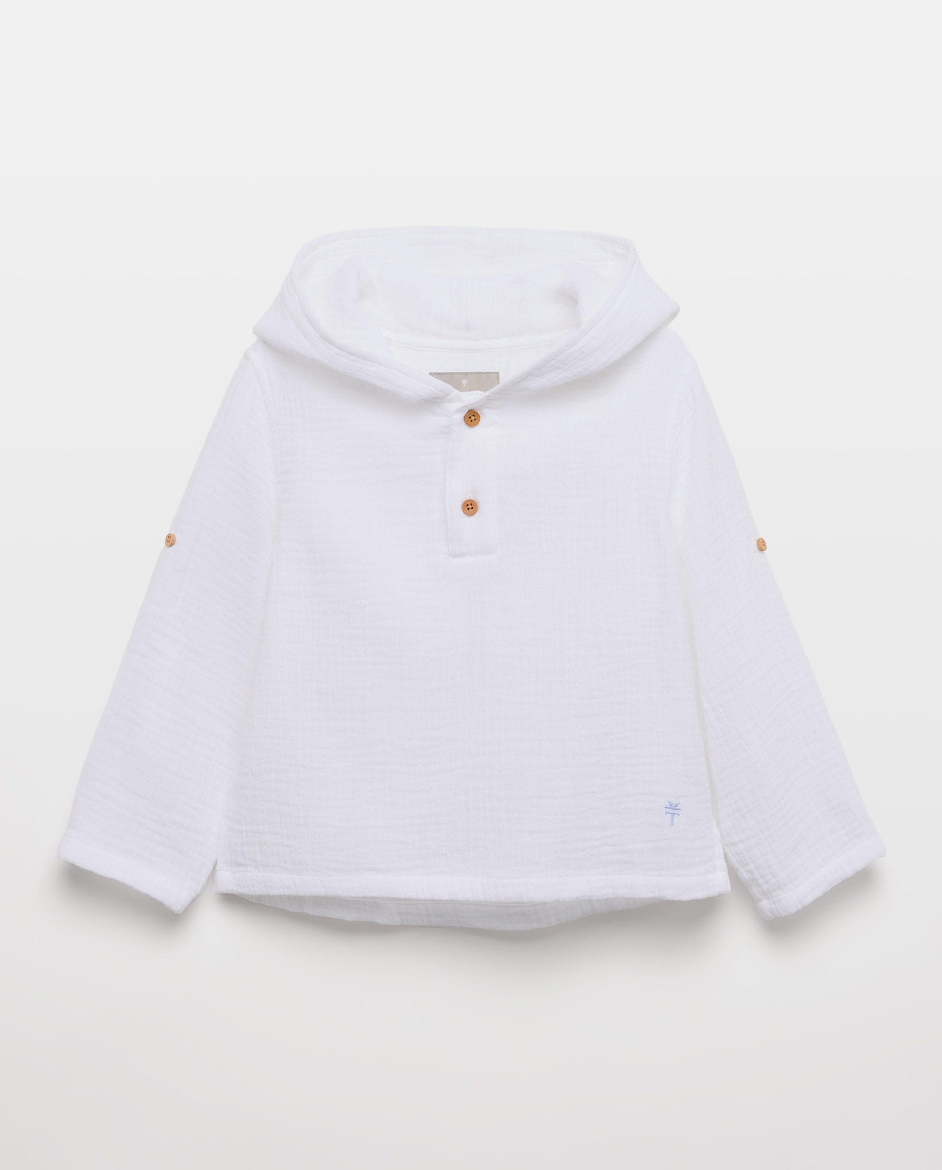 Camisa de Manga Comprida com Gola à Padre e Capuz de Chiffon Coconut El Corte Inglés Branco-4