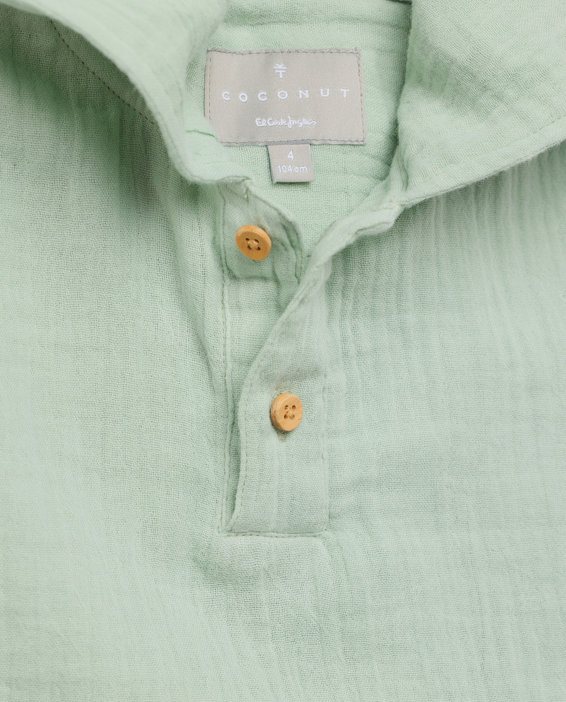 Camisa de niño con manga larga cuello mao y capucha de gasa - Coconut El Corte Inglés - Verde Verde-5