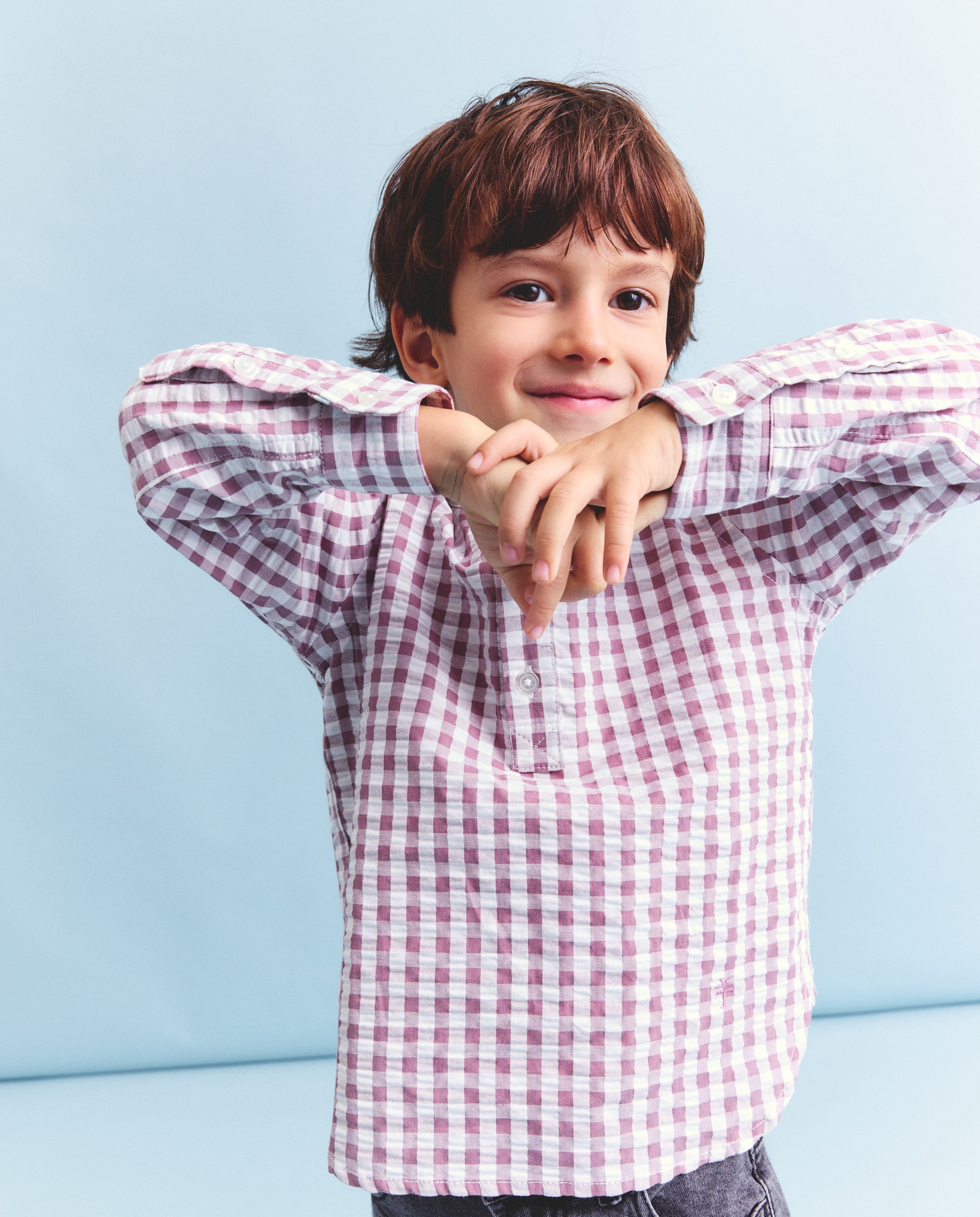 Camisa manga larga de niño con cuello mao y cuadro vichy - Coconut El Corte Inglés - Rojo Rojo-1
