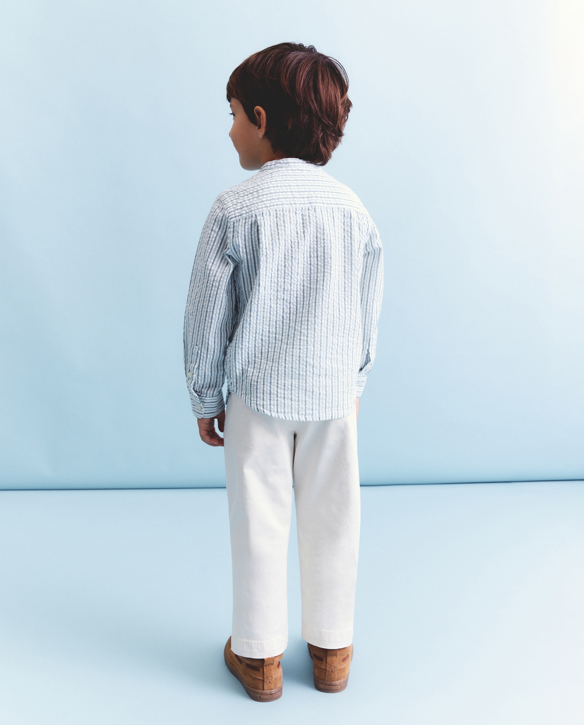 Camisa de Manga Comprida com Gola à Padre e Risca Bicolor Verde-3
