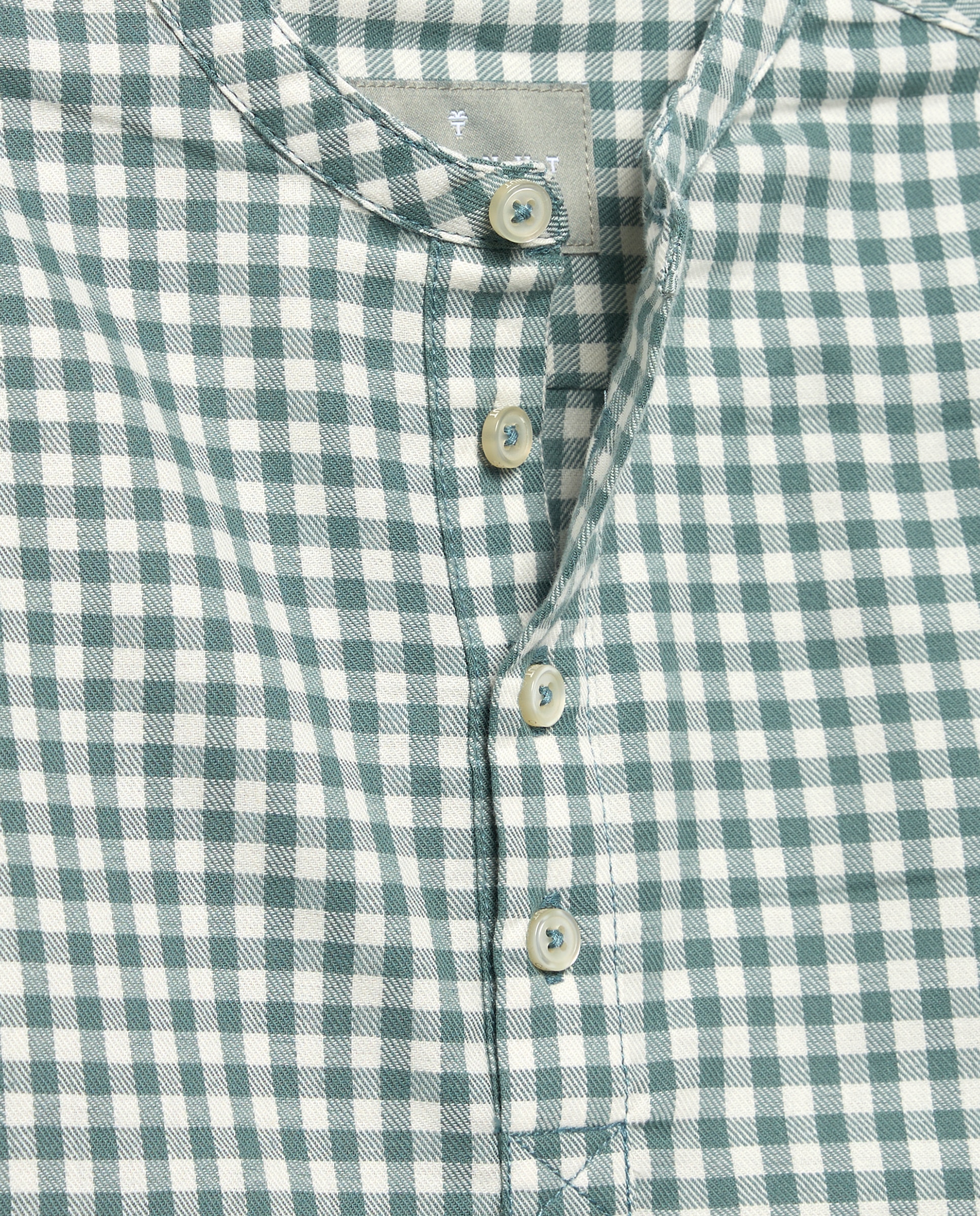 Camisa Vichy com Manga Comprida e Gola à Padre Verde-5
