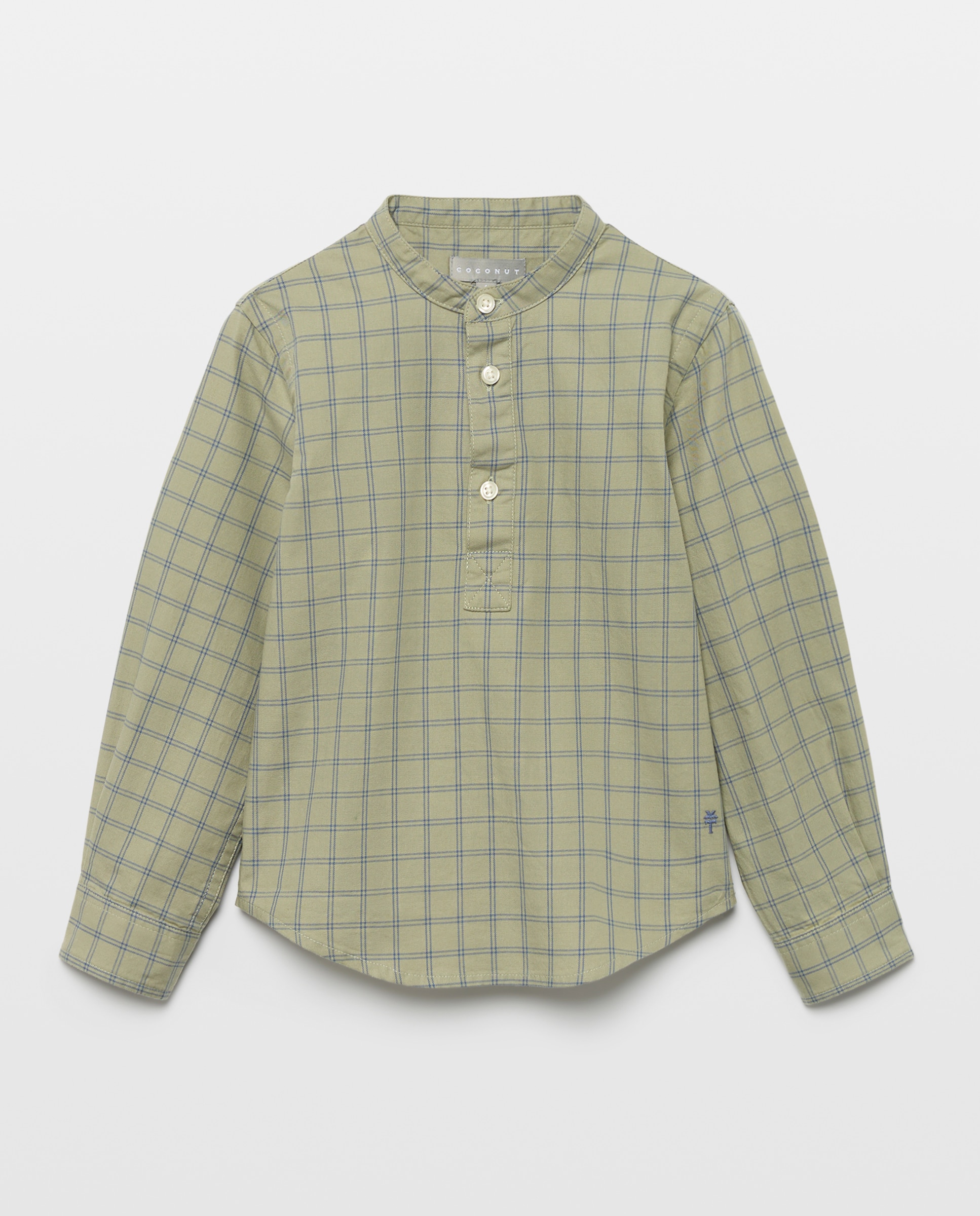 Camisa de Manga Comprida com Gola à Padre e Quadrados Tipo Janela Coconut El Corte Inglés Verde-4