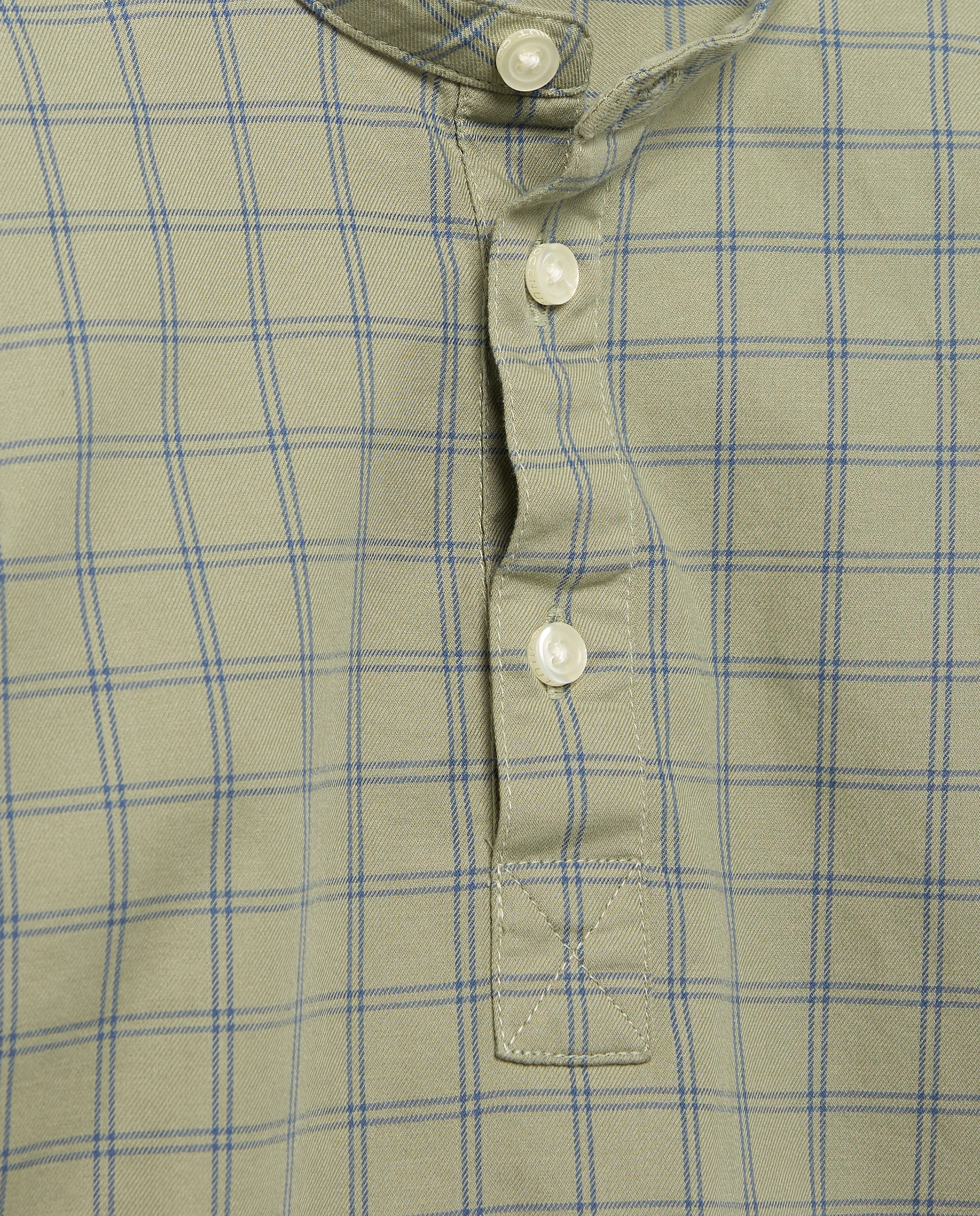 Camisa de Manga Comprida com Gola à Padre e Quadrados Tipo Janela Coconut El Corte Inglés Verde-5