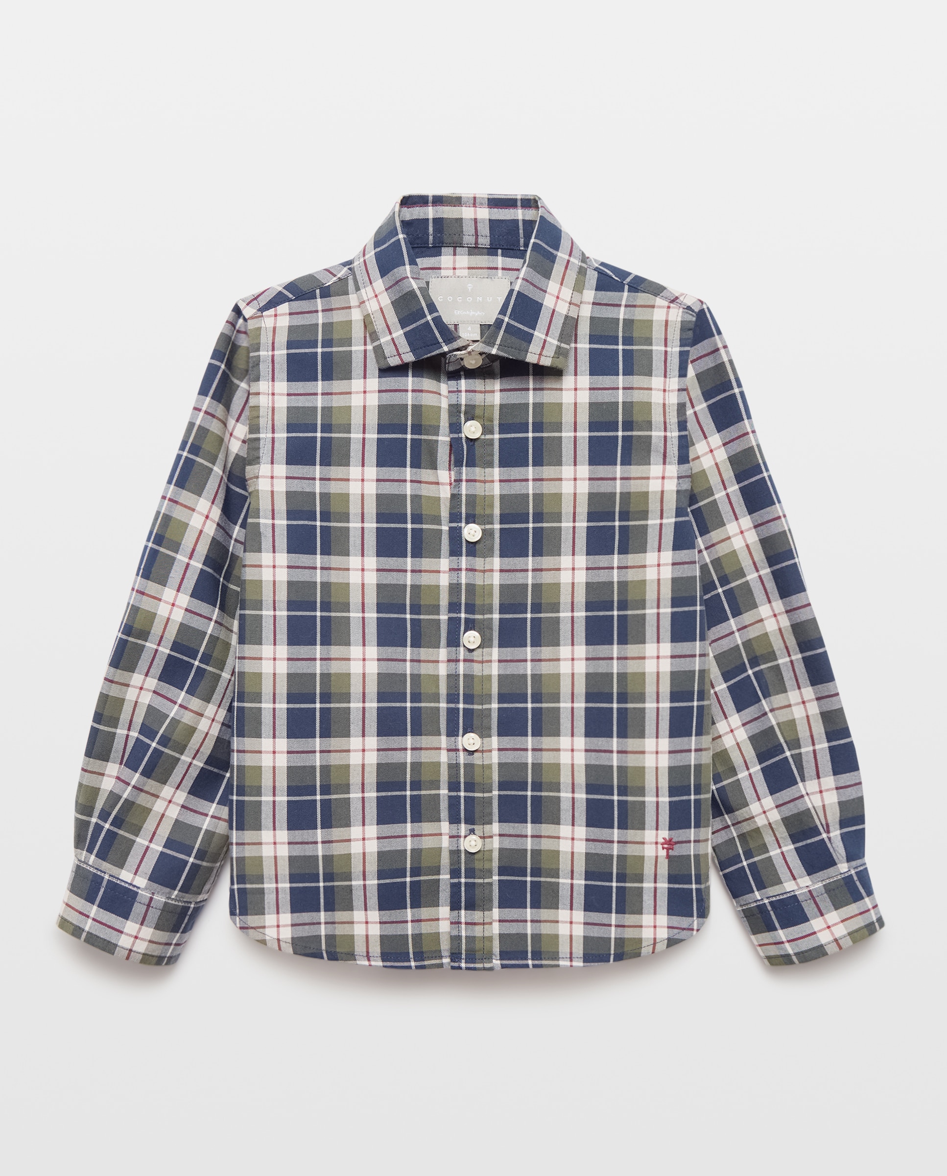 Camisa de Manga Comprida aos Quadrados Escoceses Azul-5