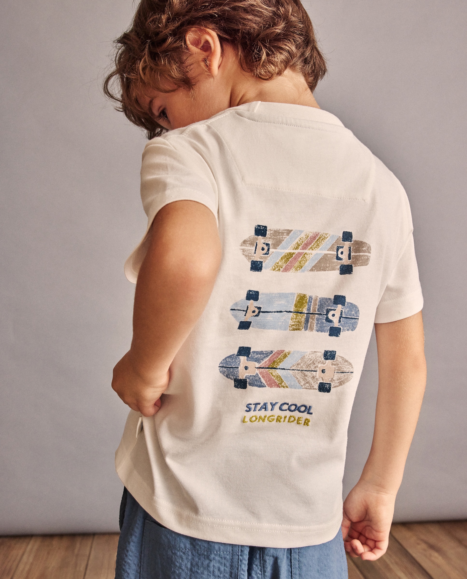 T-shirt com Estampado de Fantasia de Pranchas de Surf Coconut El Corte Inglés Branco-3
