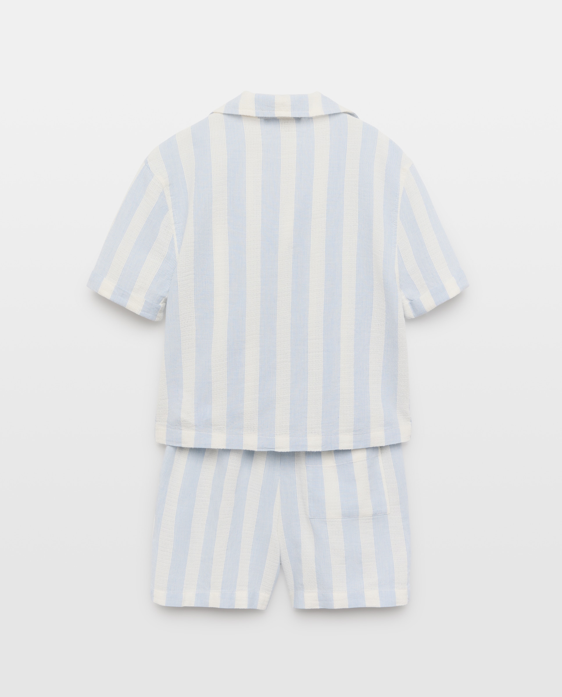 Pijama de 2 Peças com Bolso à Frente Azul-2