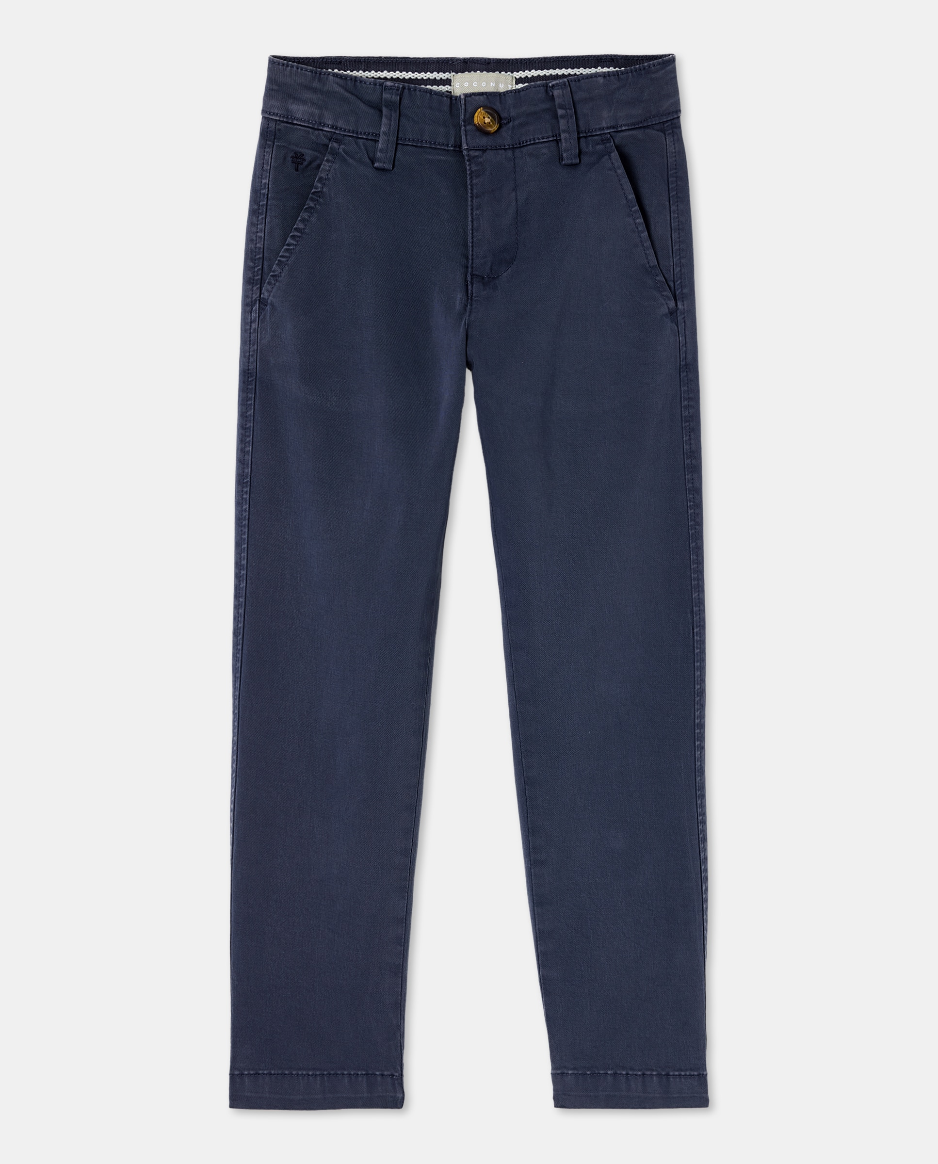 Calças Chino de Sarja com Lavagem Coconut El Corte Inglés Azul-marinho-4
