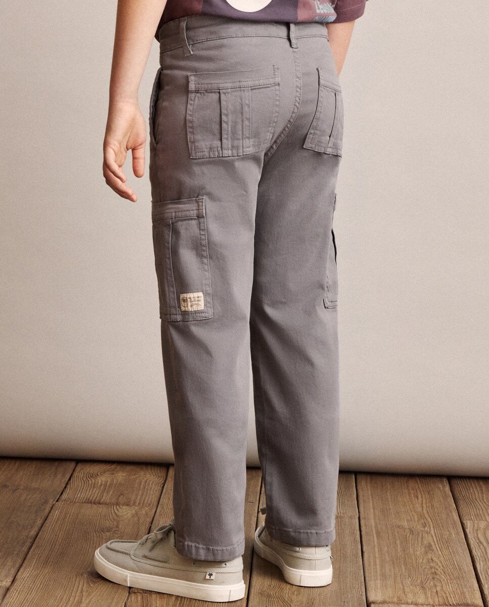 Calças Cargo Cinzento-claro-3