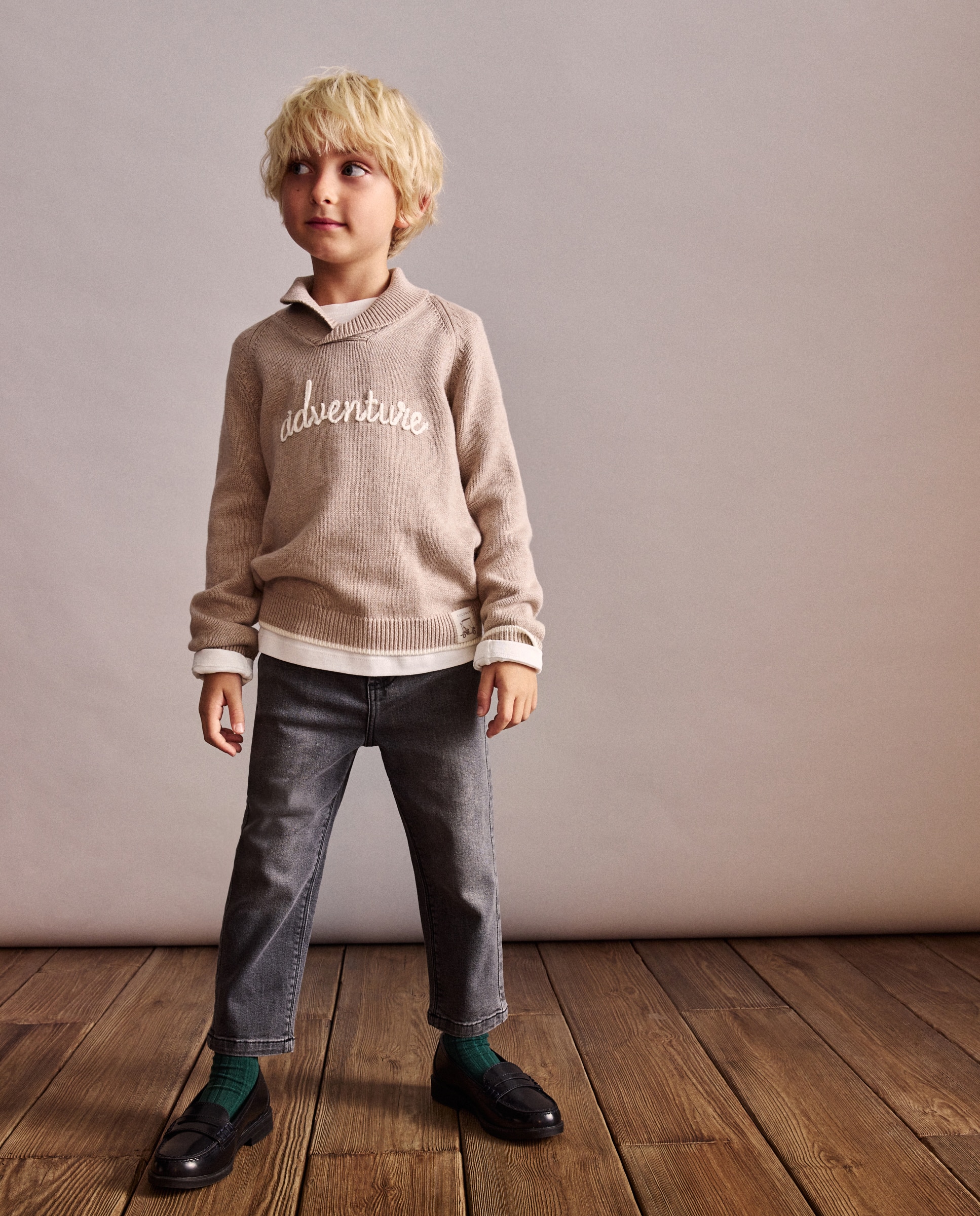 Jeans Straight Fit Cinzento-1