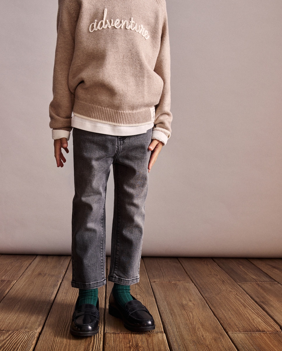 Jeans Straight Fit Cinzento-2