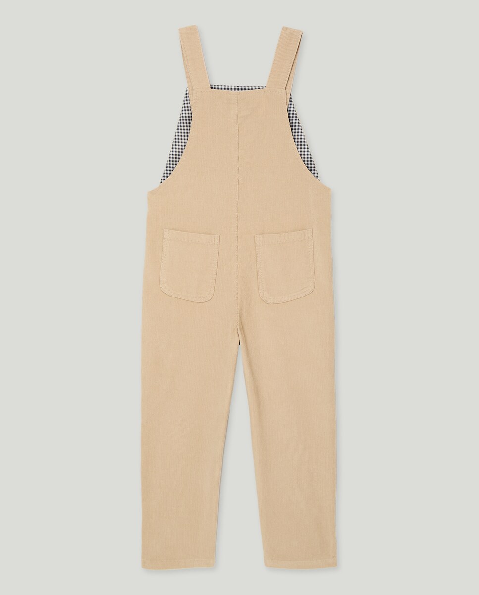 Jardineiras de Bombazina Fina de Algodão Bege-2