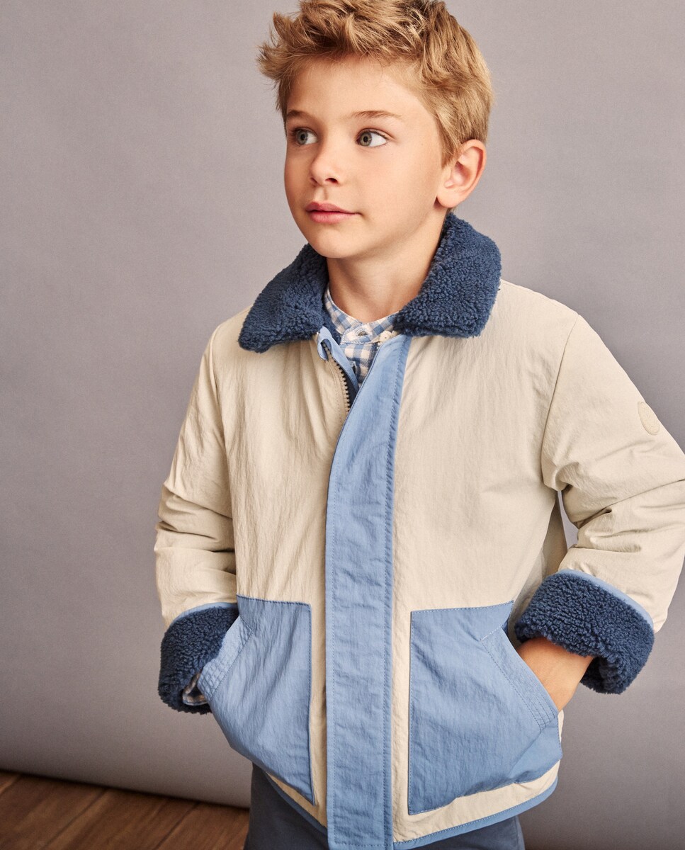 Sobretudo com Pelo de Borrego e Bolsos em Contraste Multicolor-2