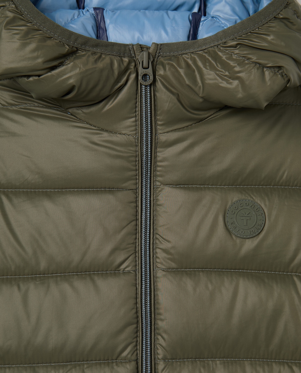 Blusão Acolchoado de Capuz Ligeiro de Penugem RDS com Bolsos e Bolsa 520 Caqui-5