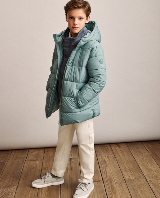 Imagen 0 de Plumífero con capucha bolsillos rectos de niño