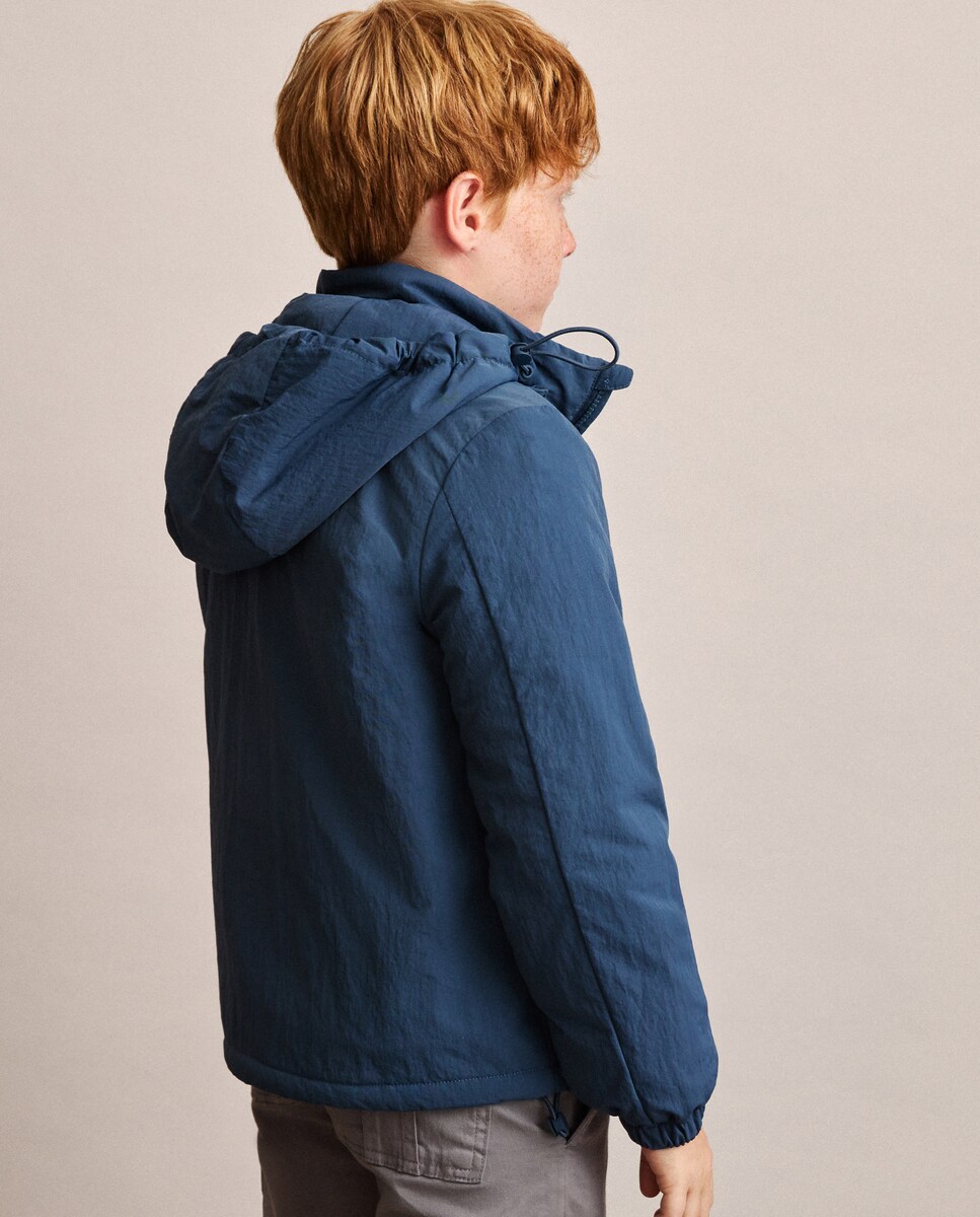 Sobretudo com Bolsos em Contraste e Interior com Pelo de Borrego Azul-escuro-4