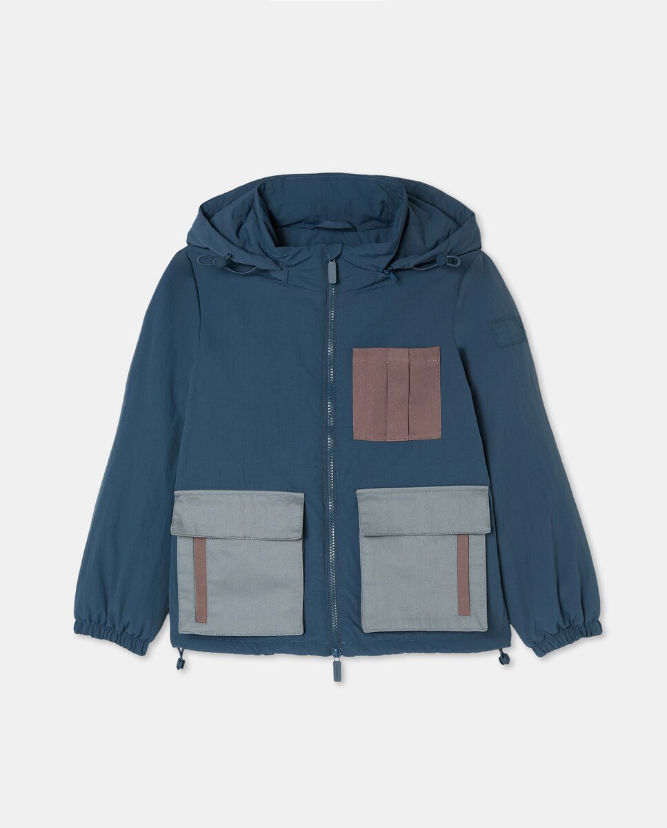 Sobretudo com Bolsos em Contraste e Interior com Pelo de Borrego Azul-escuro-5