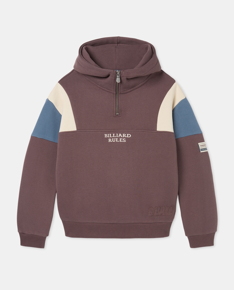 Sweatshirt com Capuz e Fecho de Correr com Color Block Multicolor-4