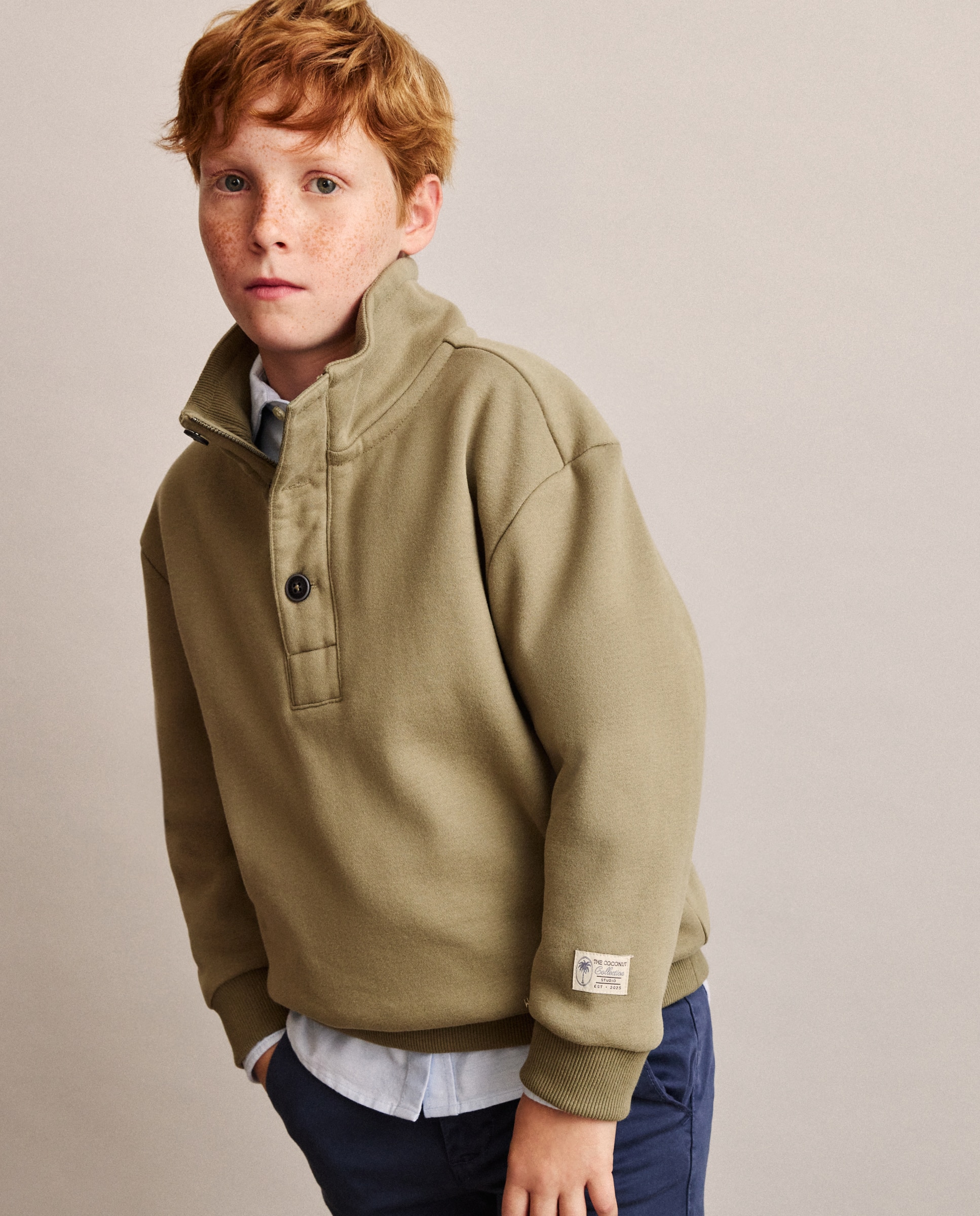 Imagem 0 de Sweatshirt Tipo Polo com Botões e Fecho de Correr