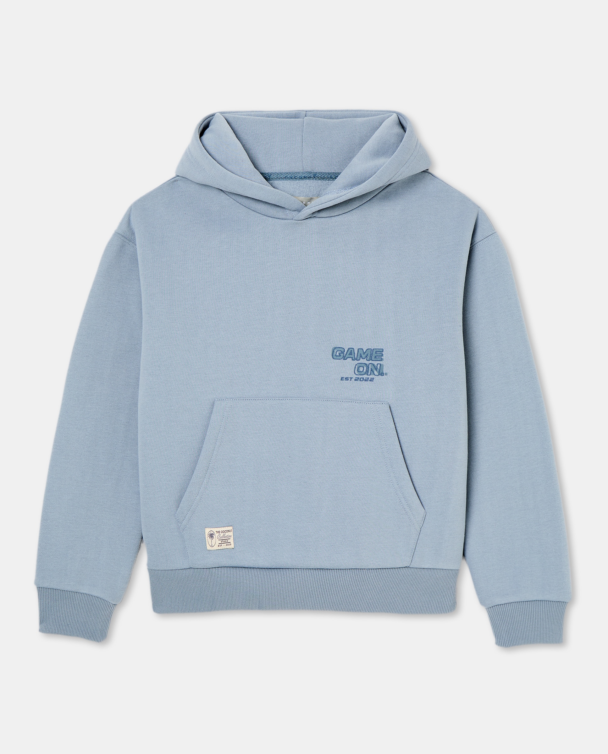 Sweatshirt com Capuz Oversize e Bolso Canguru 410 Azul Claro-4