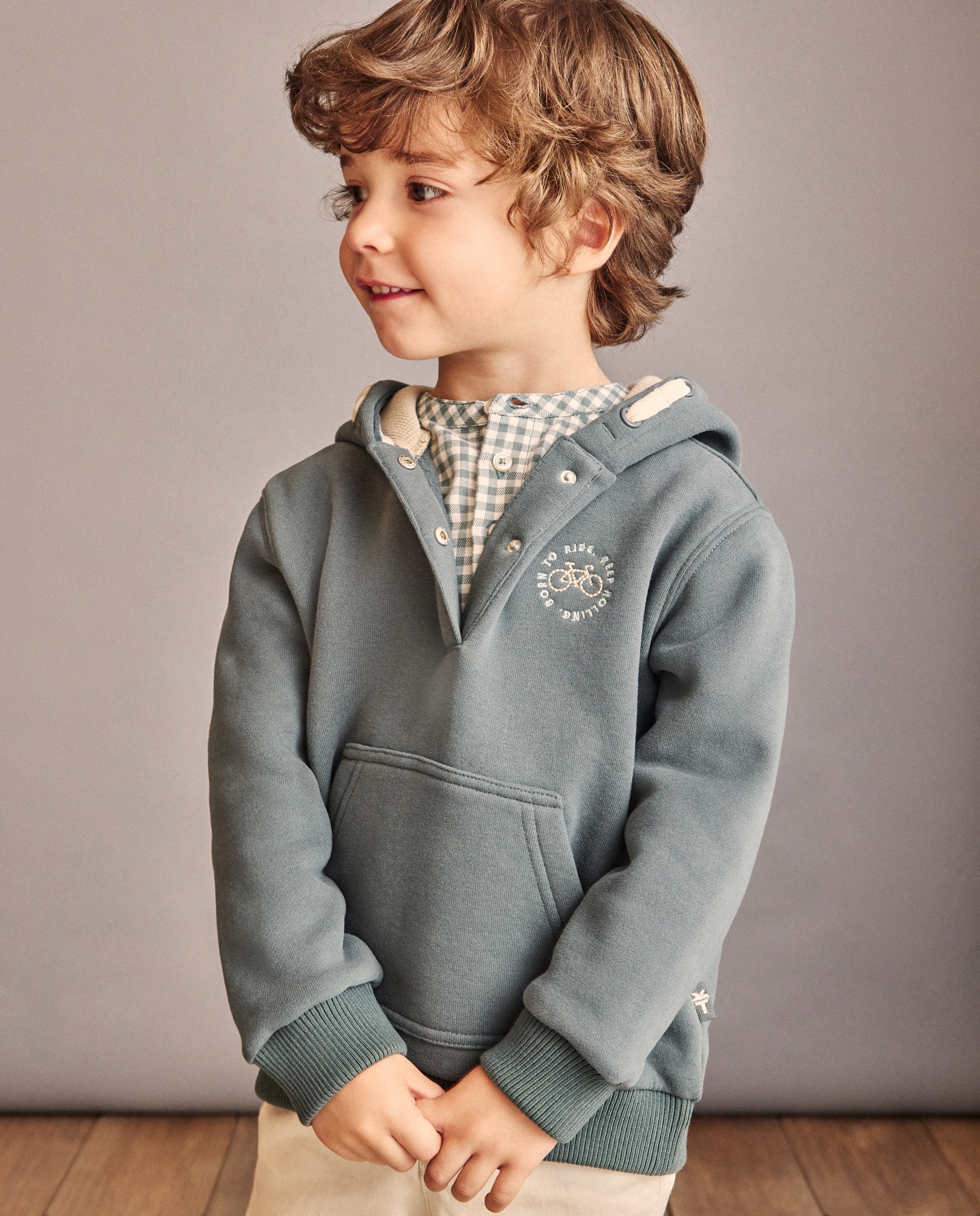 Sweatshirt de Capuz com Carcela, Estampado Posicional de Fantasia e Bolso Canguru Coconut El Corte Inglés Verde Bilhar-2