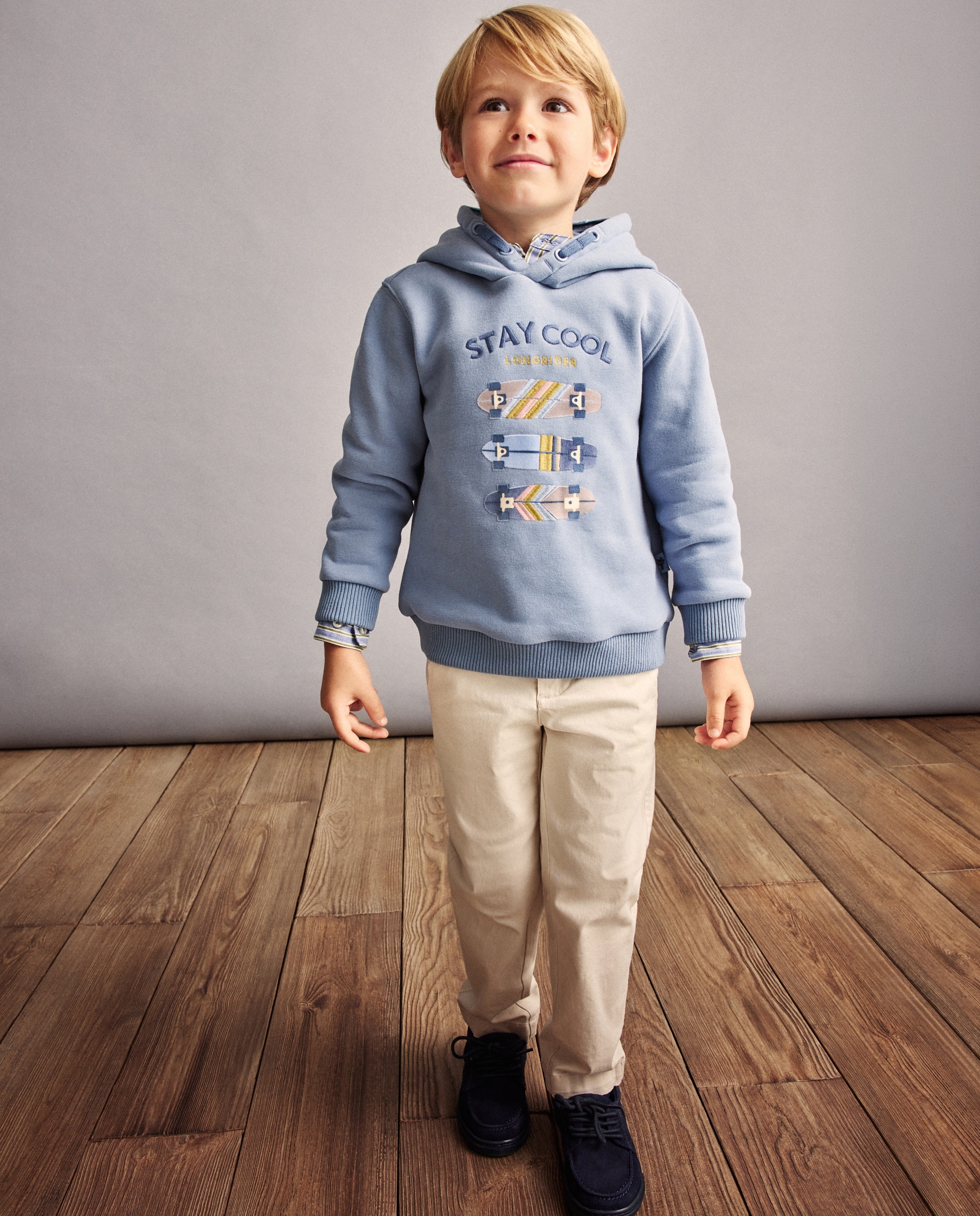 Sweatshirt de Capuz com EStampado de Fantasia Flock e Bordado Coconut El Corte Inglés Anil-2