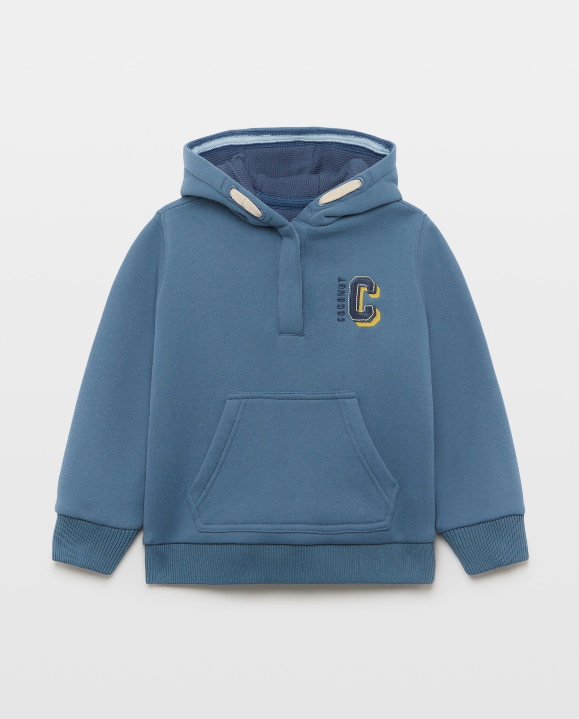 Sweatshirt de Capuz com Carcela, Estampado Posicional de Fantasia e Bolso Canguru Azul-escuro-4