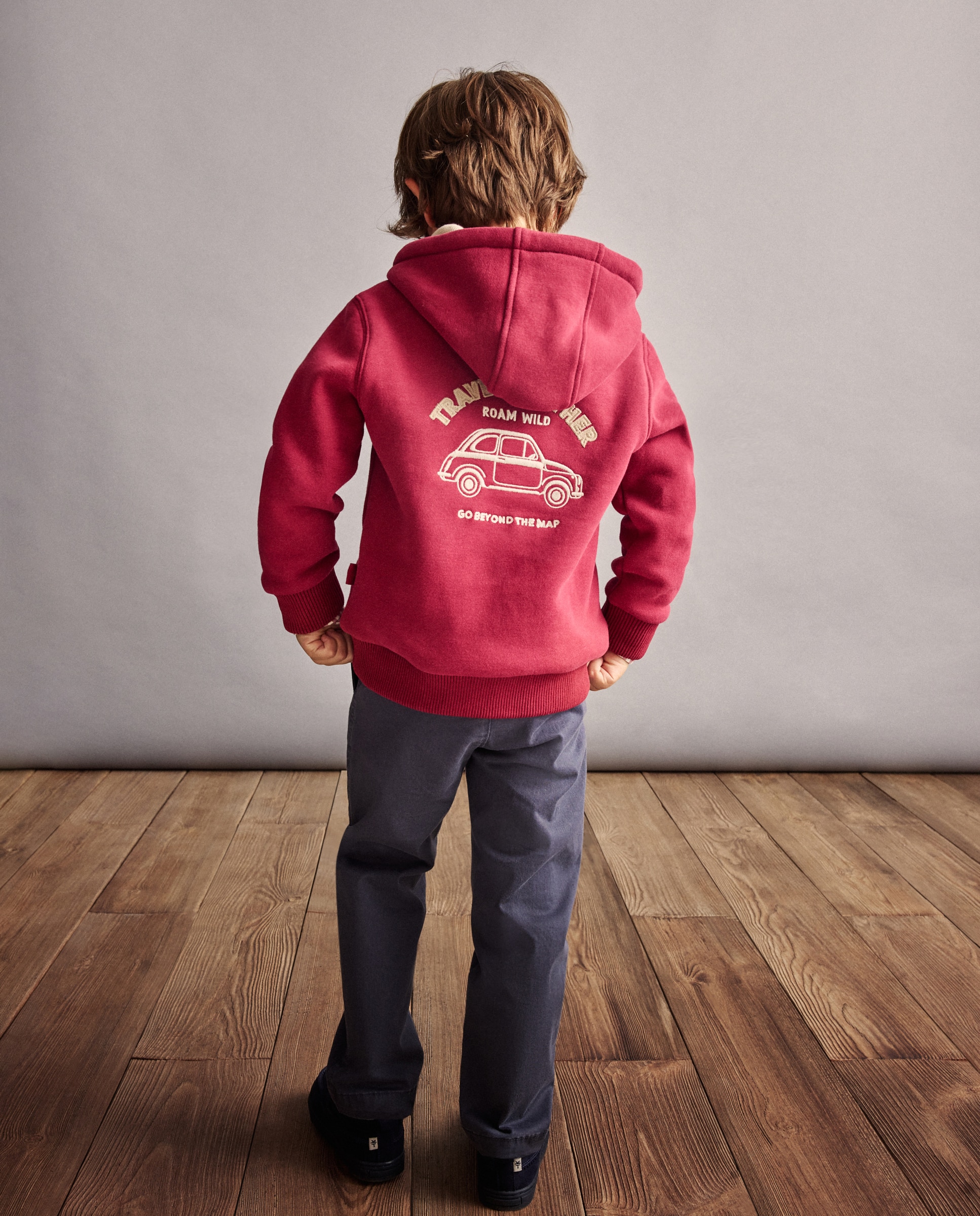 Sweatshirt de Capuz com Carcela, Estampado Posicional de Fantasia e Bolso Canguru Coconut El Corte Inglés Bordeaux-3
