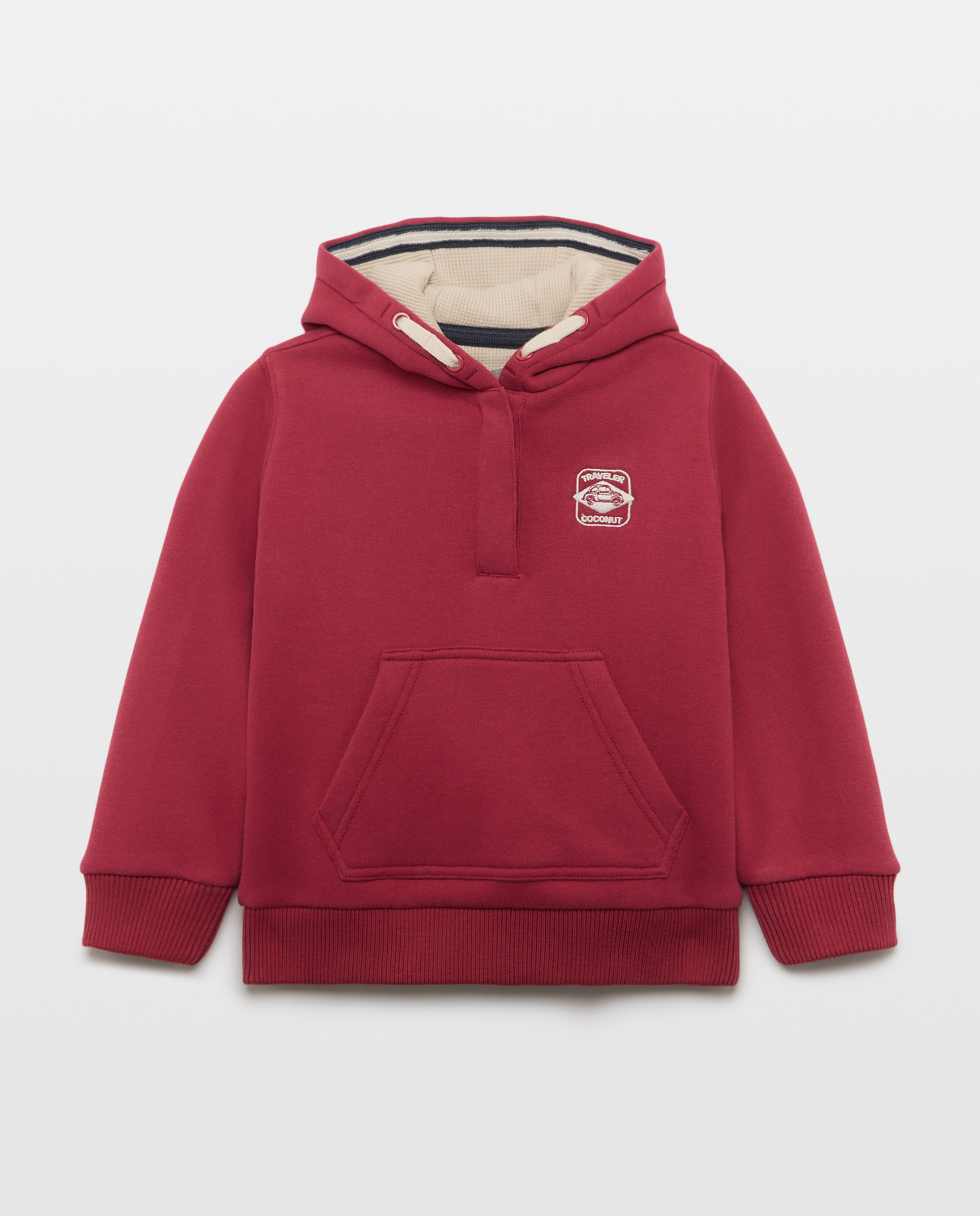 Sweatshirt de Capuz com Carcela, Estampado Posicional de Fantasia e Bolso Canguru Coconut El Corte Inglés Bordeaux-4