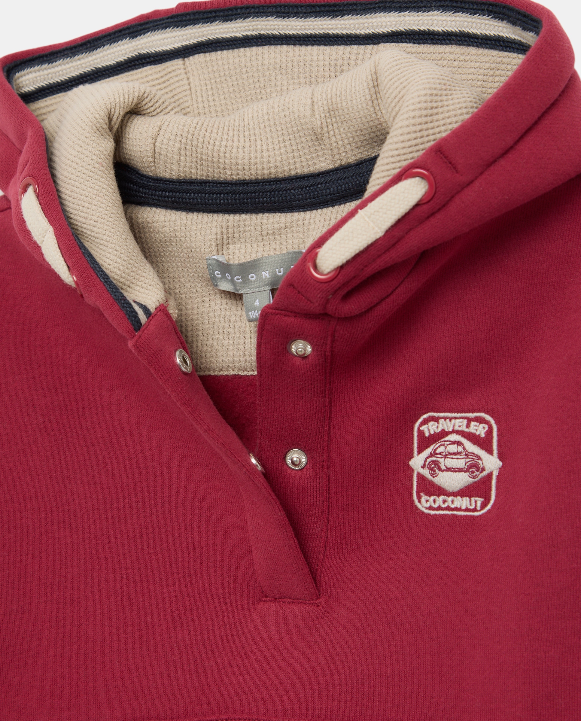 Sweatshirt de Capuz com Carcela, Estampado Posicional de Fantasia e Bolso Canguru Coconut El Corte Inglés Bordeaux-5
