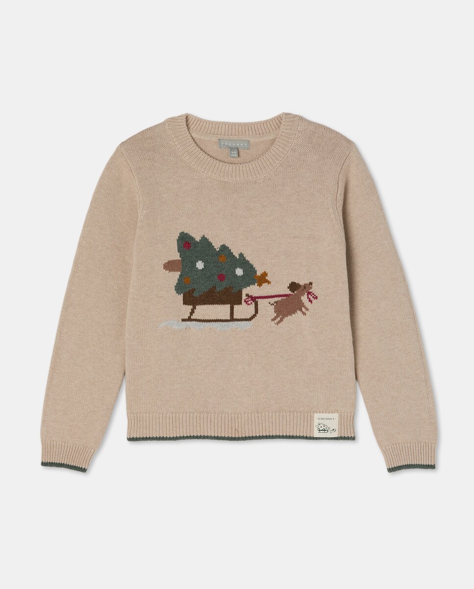 Imagem 0 de Camisola de Malha de Intársia Melange Natal Carro com Árvore