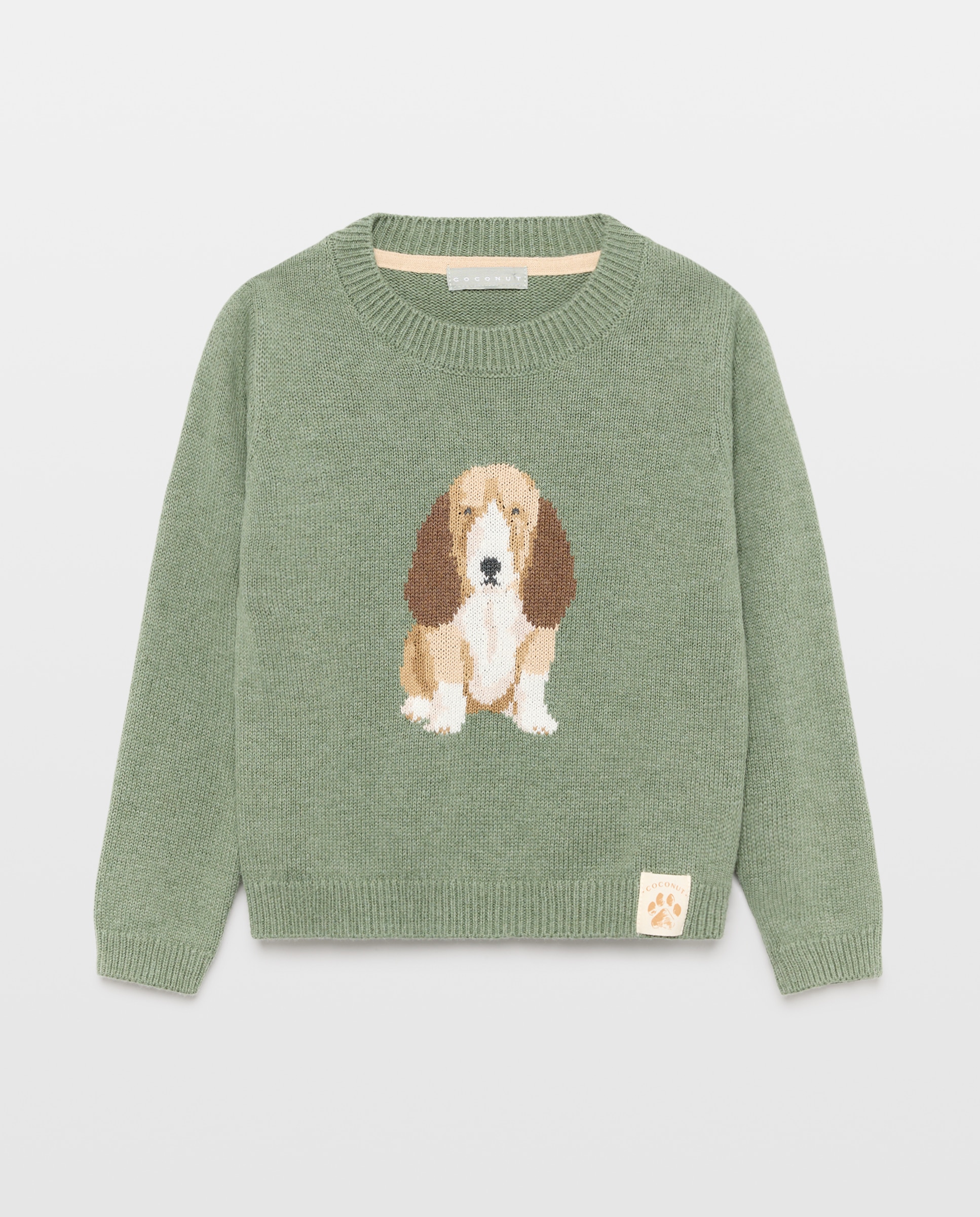 Camisola de Malha com Intársia de Basset Hound 580 Musgo-4