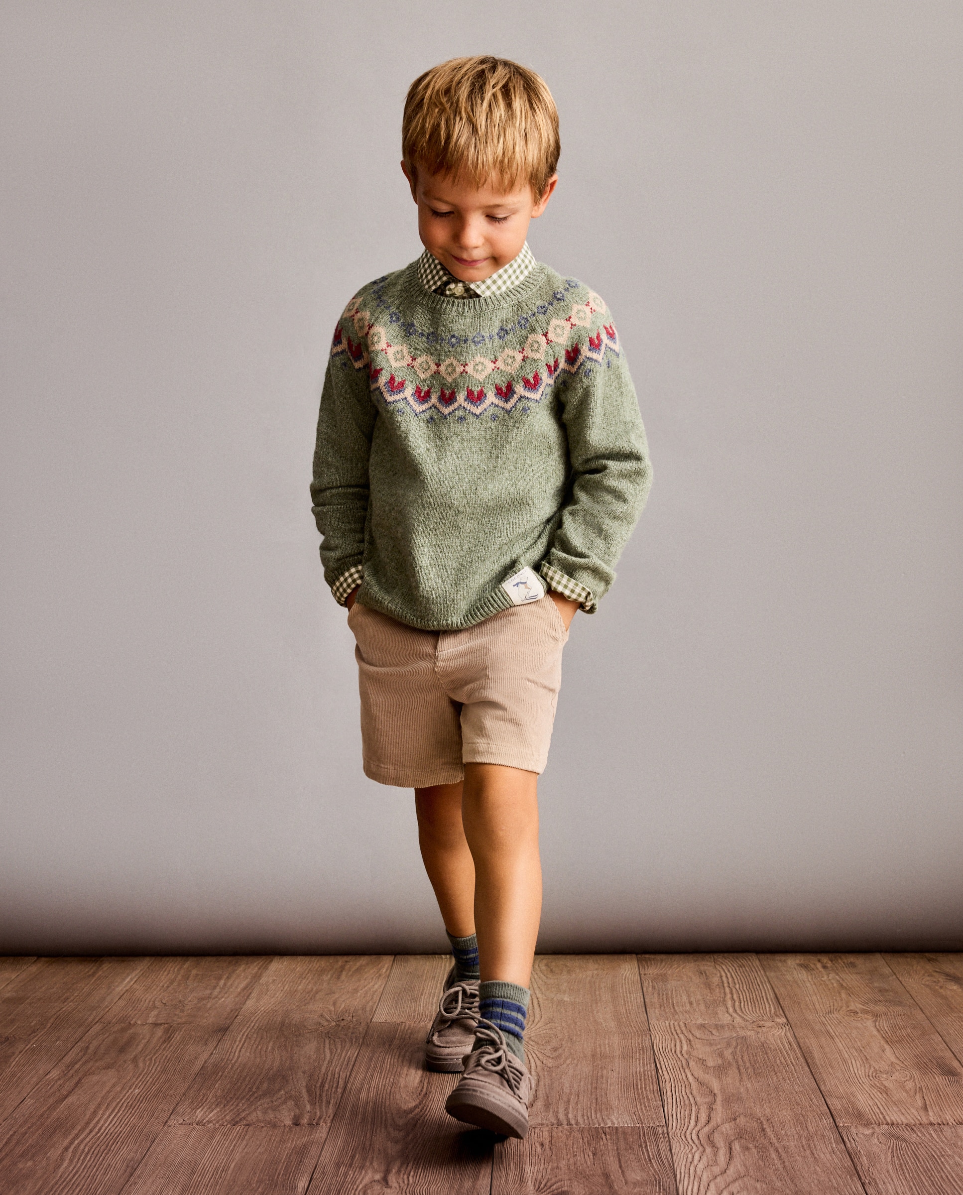 Camisola de Malha com Gola Redonda e Fantasia de Rebordo Decorativo 520 Caqui-2