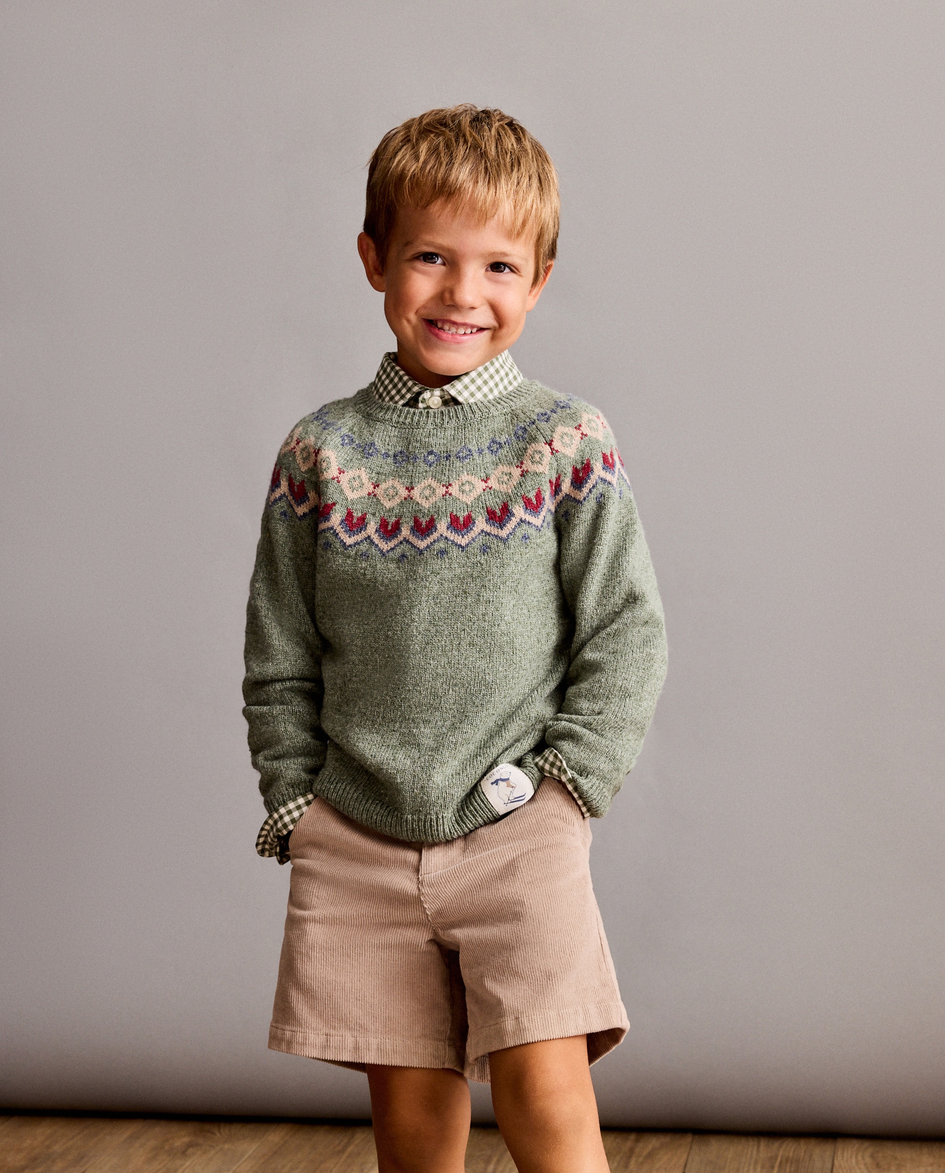 Camisola de Malha com Gola Redonda e Fantasia de Rebordo Decorativo 520 Caqui-3