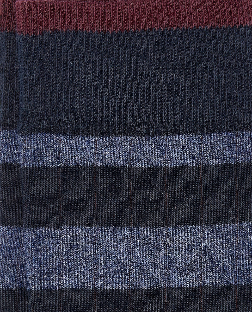 Meias Altas às Riscas Bicolor - Azul Azul-2