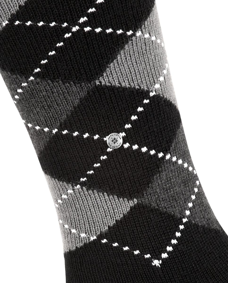 Meias de homem Burlington pretas de losangos Preto-5