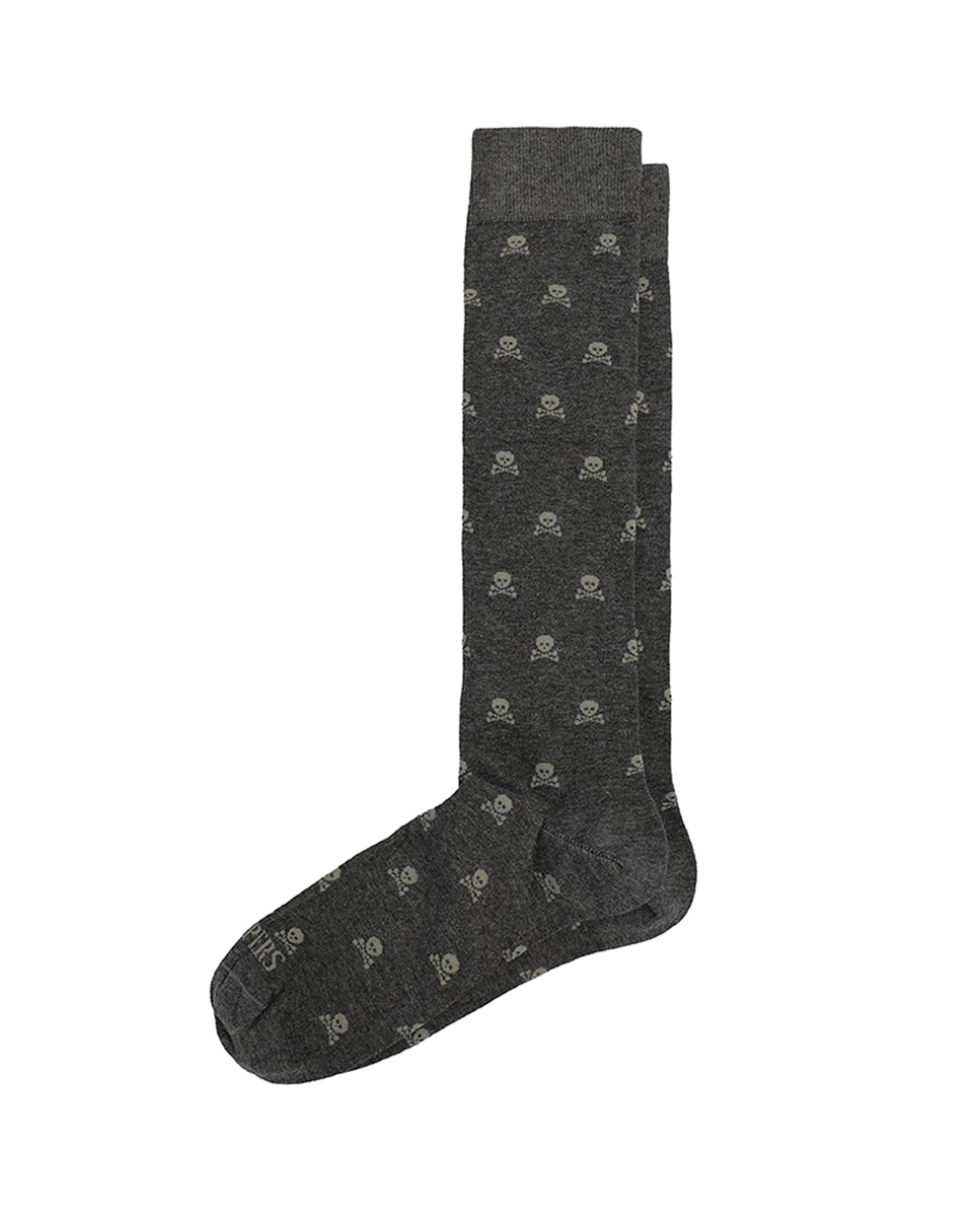 Meias Altas Estampadas Cinzento-2