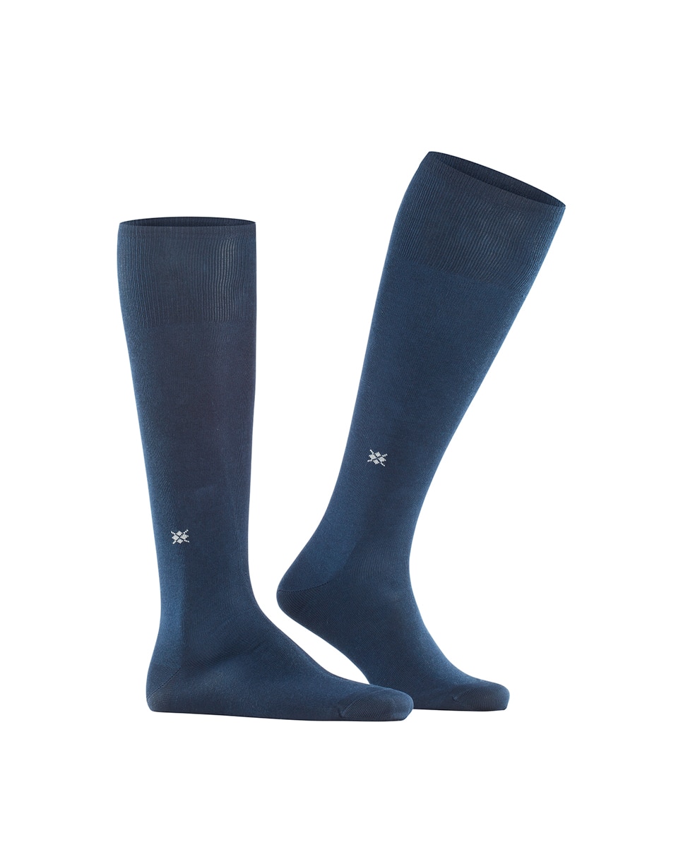 Meias Lisas Altas em Algodão Mercerizado Azul-marinho-1