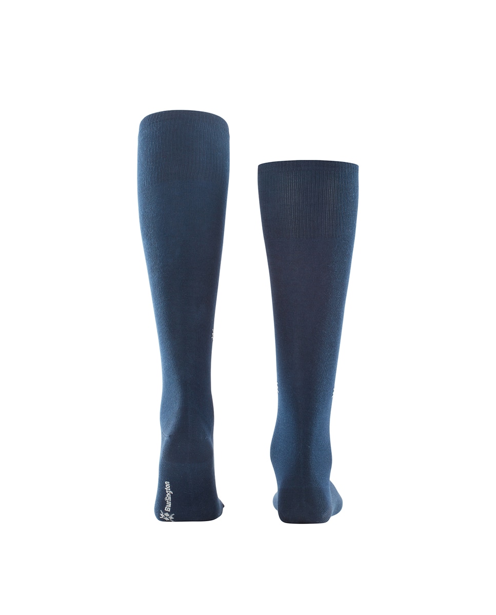 Meias Lisas Altas em Algodão Mercerizado Azul-marinho-3
