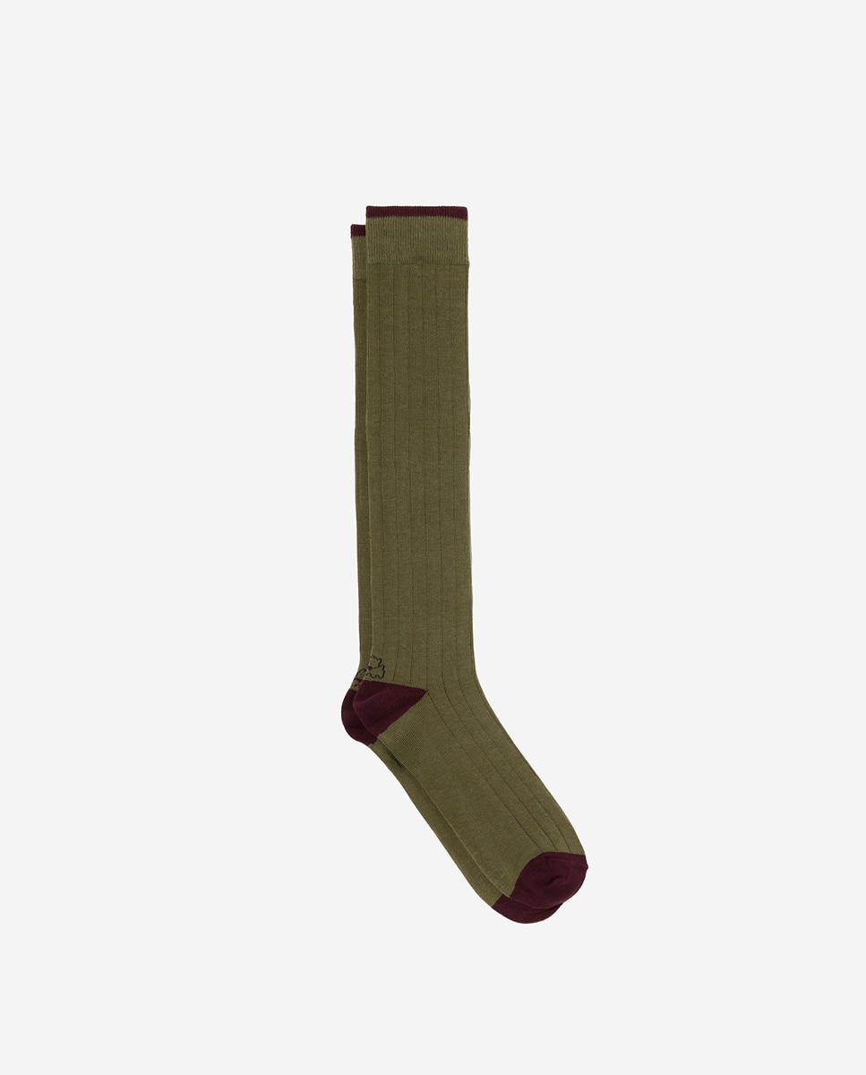 Imagen 0 de Calcetines de hombre Kiff Kiff altos de canalé vanisado Verde oscuro