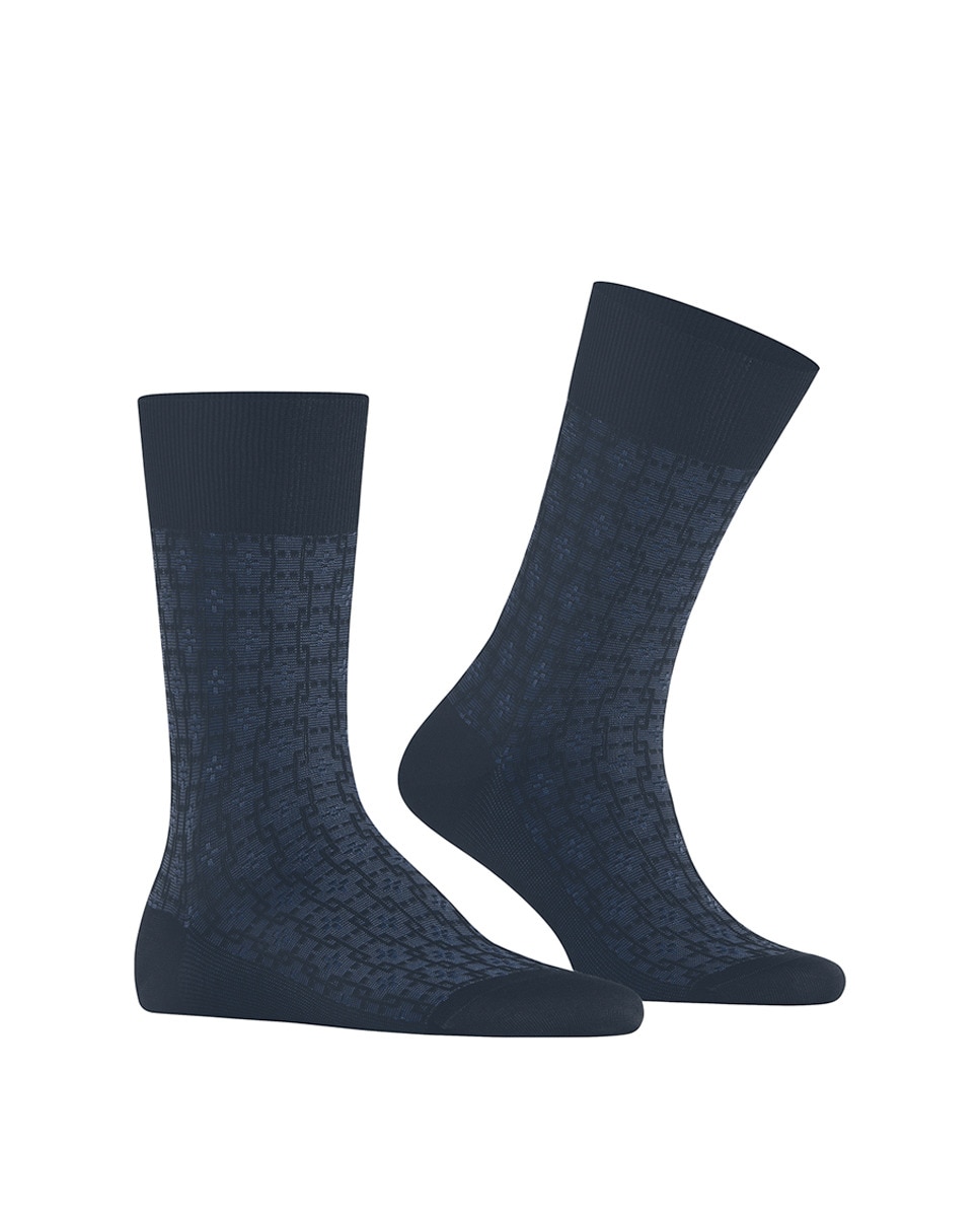 Calcetín elegante caballero de algodón mercerizado - Falke - Azul Azul-1