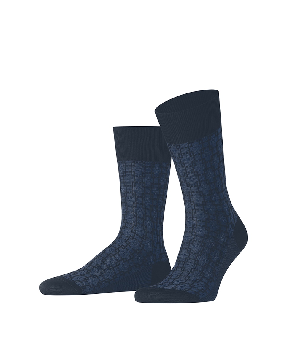 Calcetín elegante caballero de algodón mercerizado - Falke - Azul Azul-2