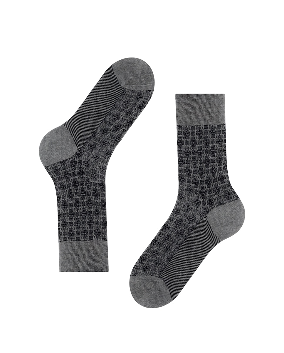 Calcetín elegante caballero de algodón mercerizado - Falke - Gris claro Gris claro-4