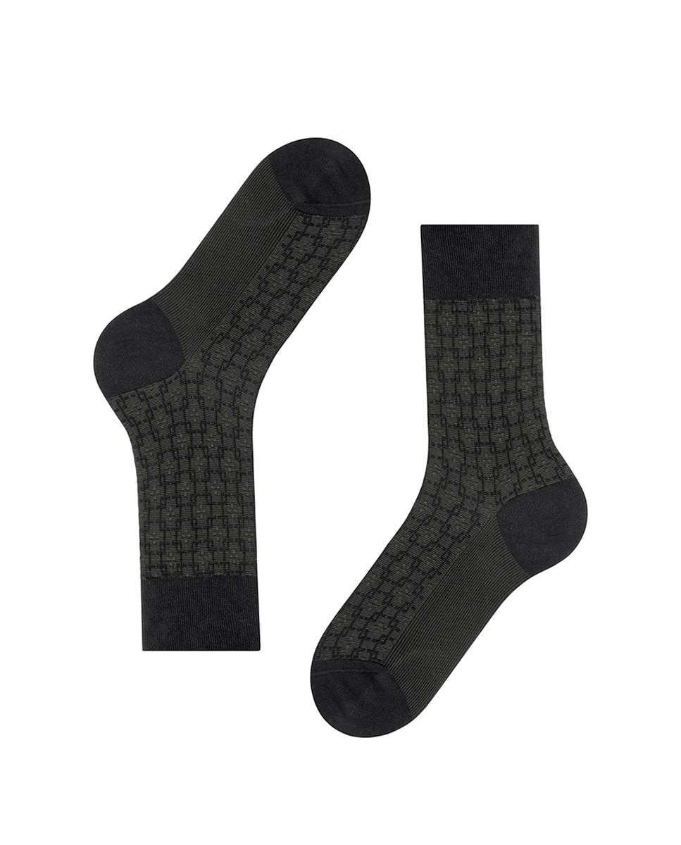 Meias Elegantes de Algodão Mercerizado Preto-4