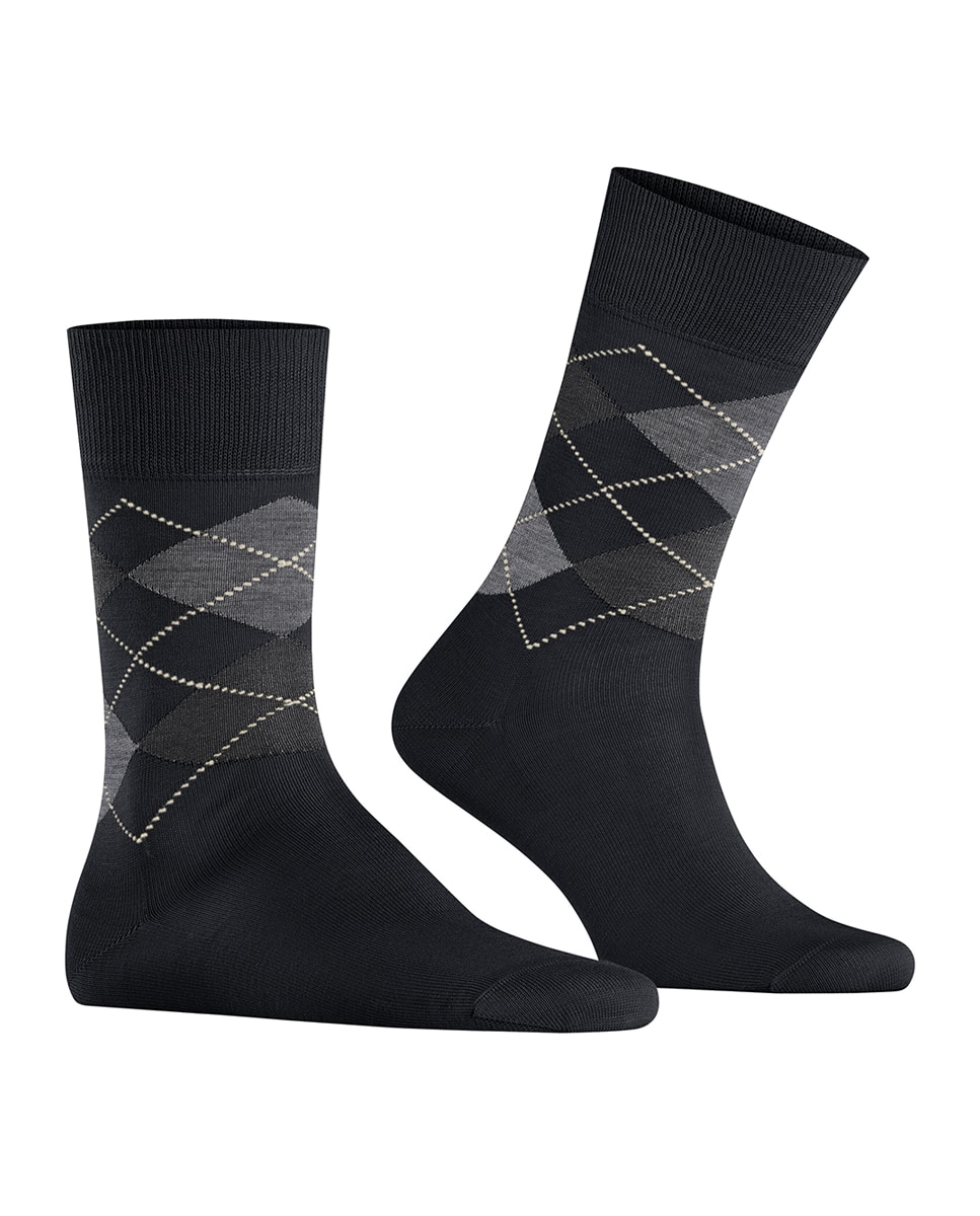 Calcetín rombos caballero algodón - Burlington - Negro Negro-1
